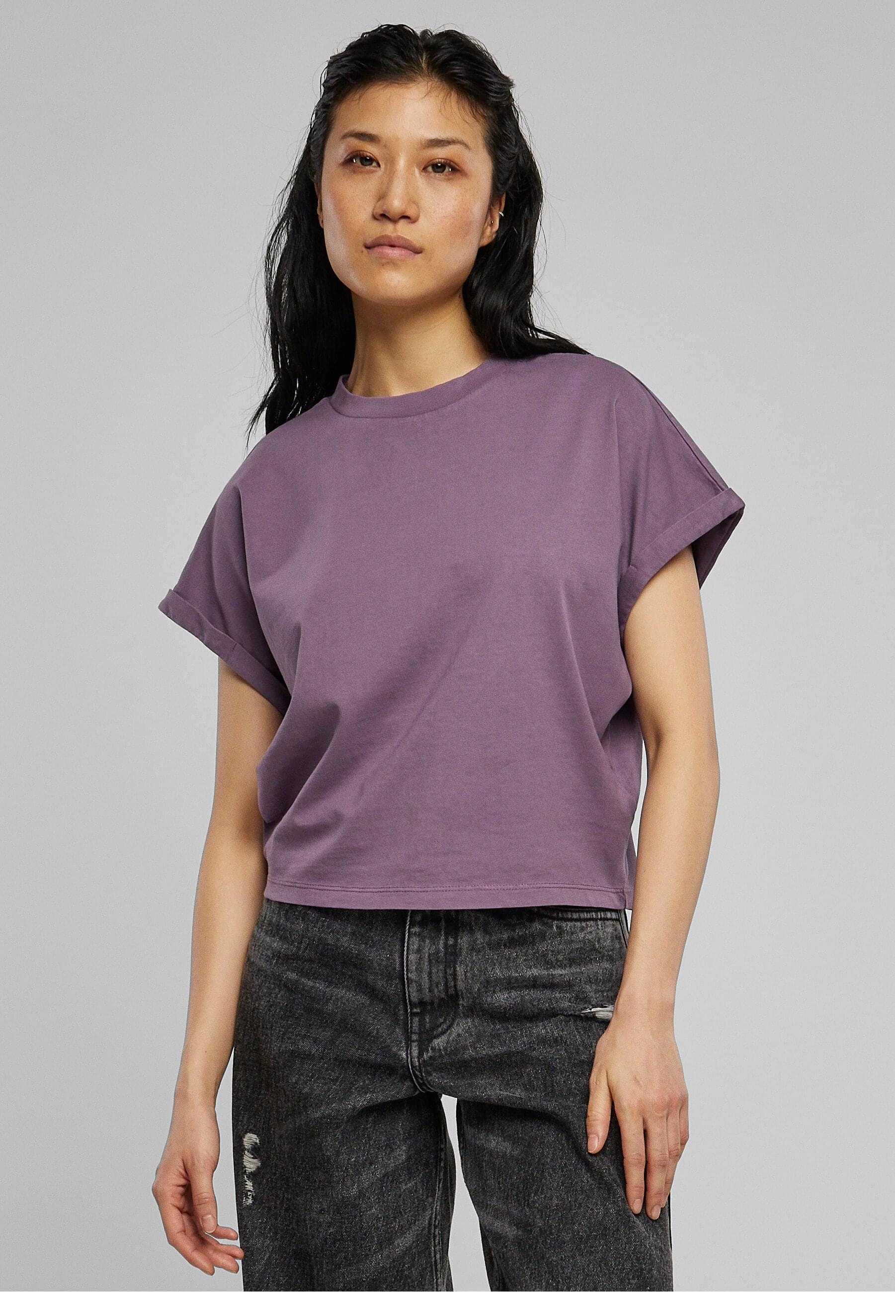 URBAN CLASSICS T-Shirt »Urban Classics Damen Ladies Short Pigment Dye Cut On Sleeve Tee«, (1 tlg.)