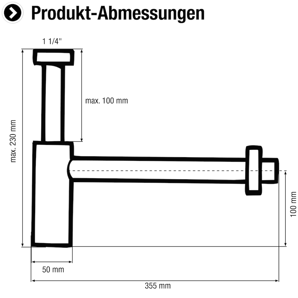 CORNAT Siphon »Tassen - Geruchsverschluss«, (mit Verstell- und Wandrohr)