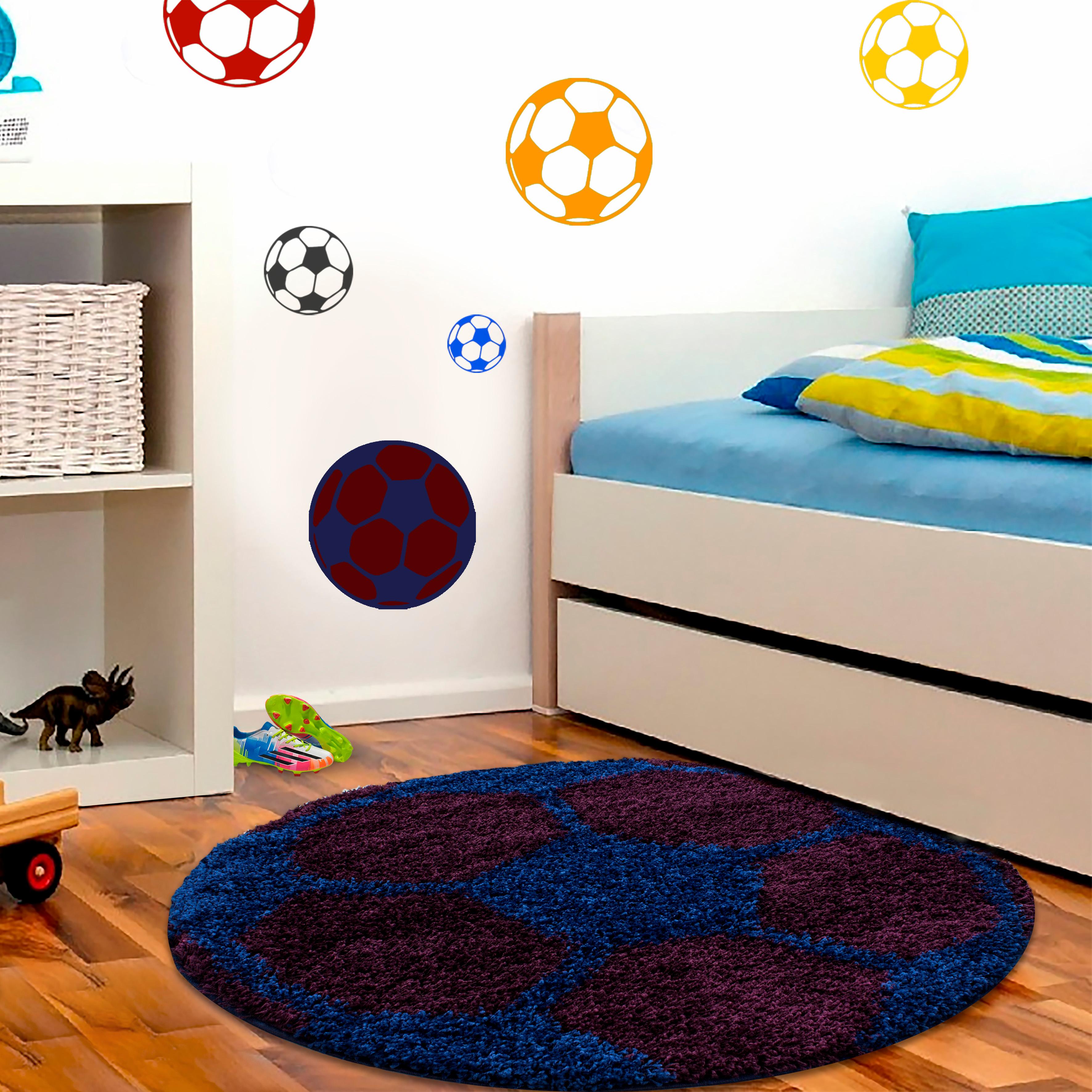Ayyildiz Teppiche Kinderteppich "Fun 6001" rund 30 mm Höhe robuster Kurzflor, Fussball, Kinderzimmer