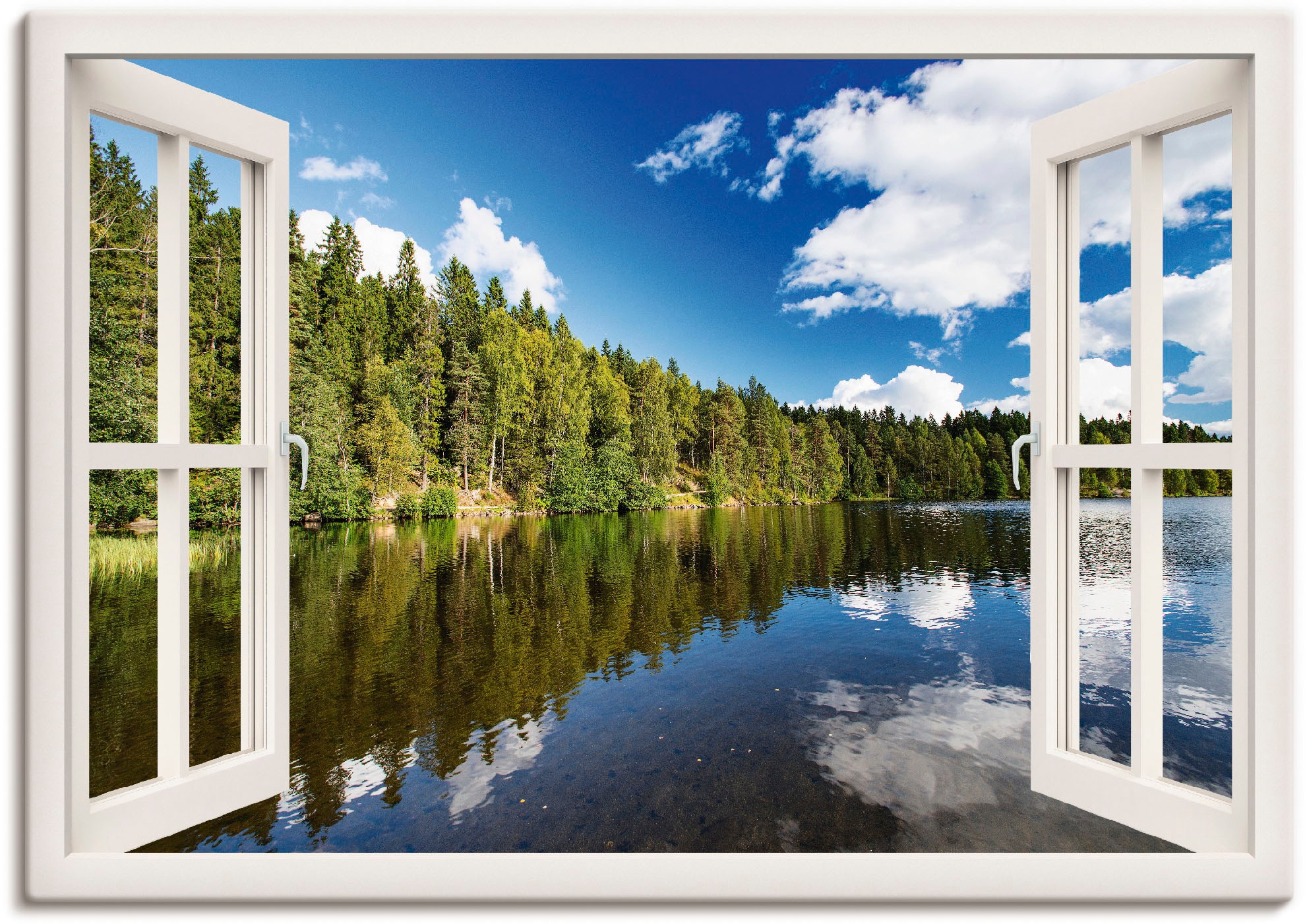 Artland Leinwandbild "Fensterblick Norwegische Landschaft" Fensterblick 1 S günstig online kaufen