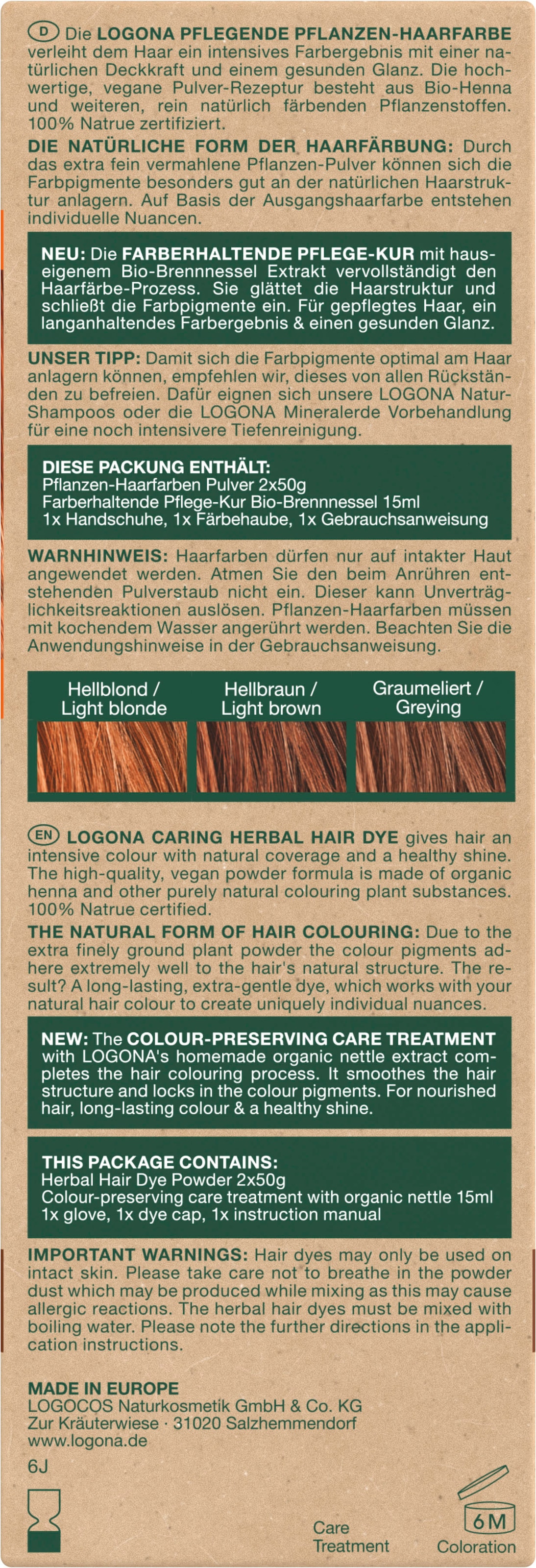 LOGONA Haarfarbe »Pflanzen-Haarfarbe Pulver«, mit pflegender Formel