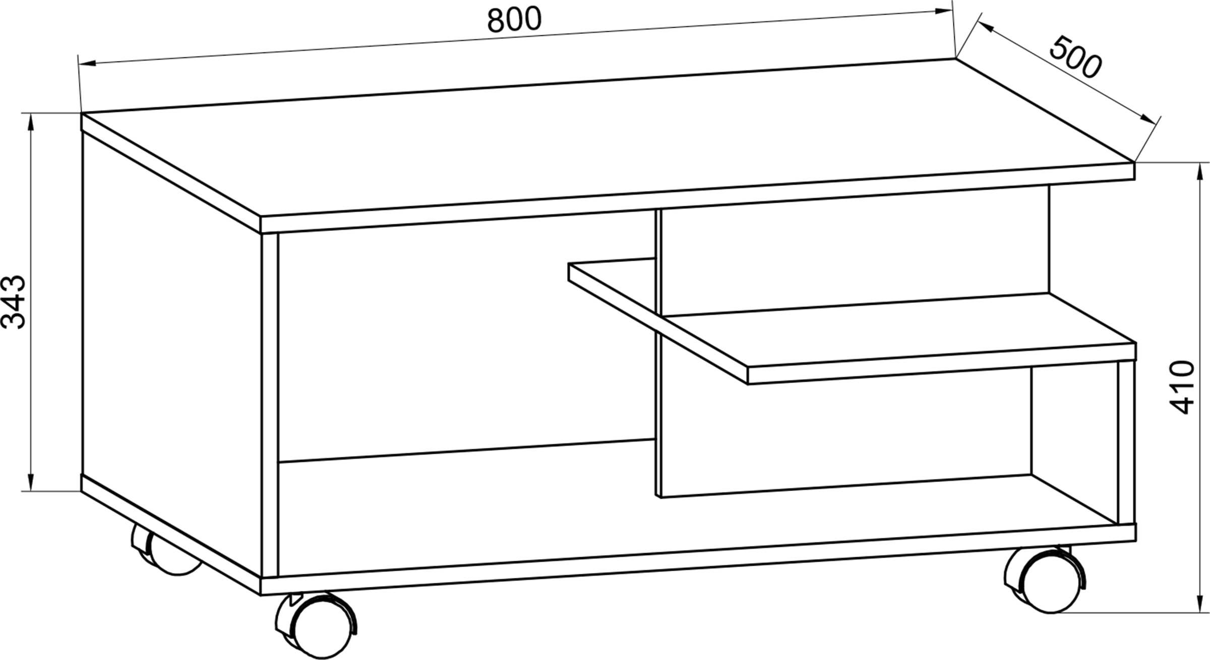 VCM Couchtisch »VCM Holz Couchtisch schlicht | Sofatisch Rollen | Maße ca. H. 41 x B. 80 x T. 50 cm | rollbar Kaffeetisch - Stango L«, (Stango)