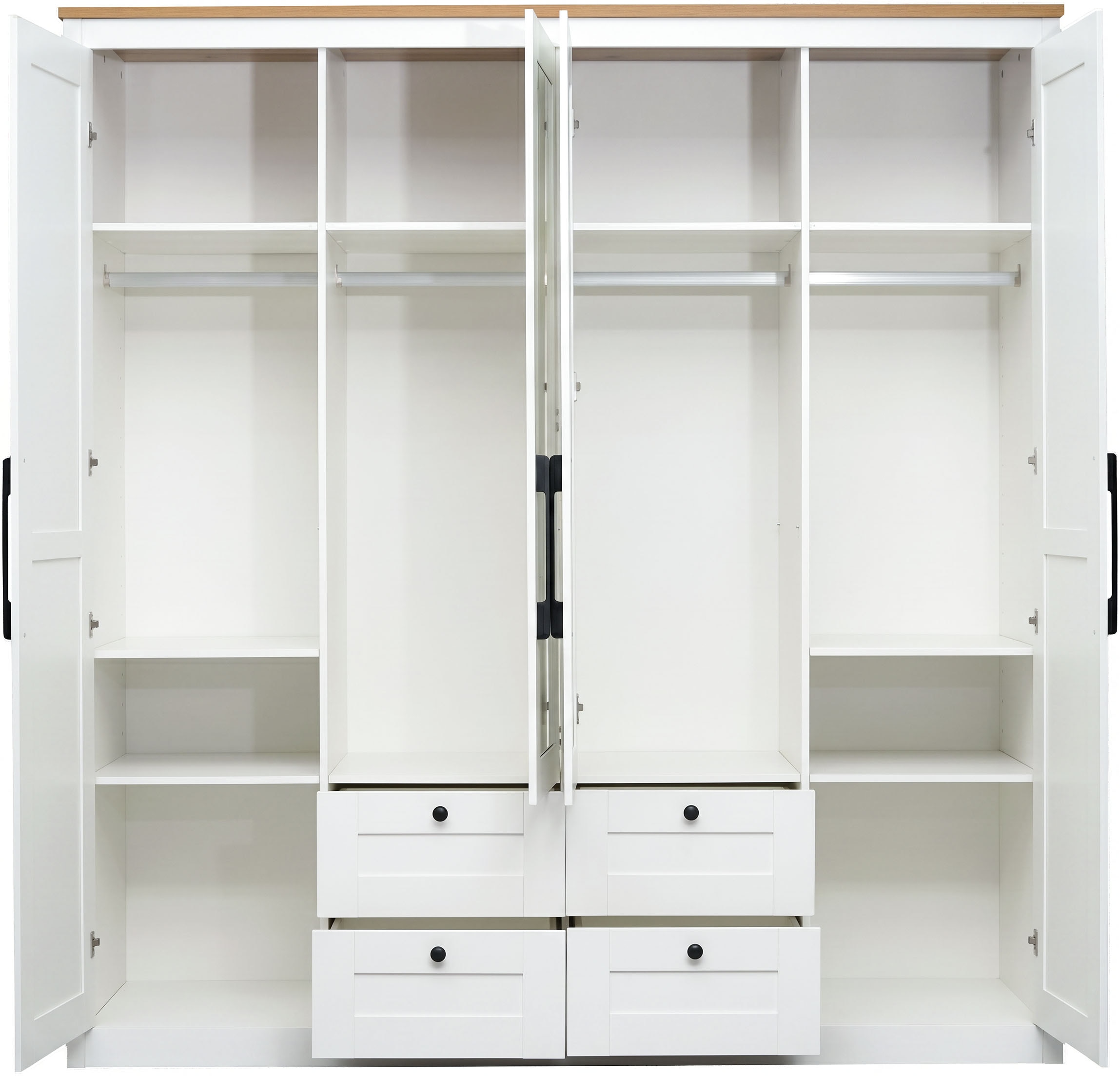 OTTO home Kleiderschrank »Büsum Schlafzimmer Schrank mit 4 Türen und Spiegel« Schlafzimmerschrank Landhaus Design Garderobe Schrank Bestseller