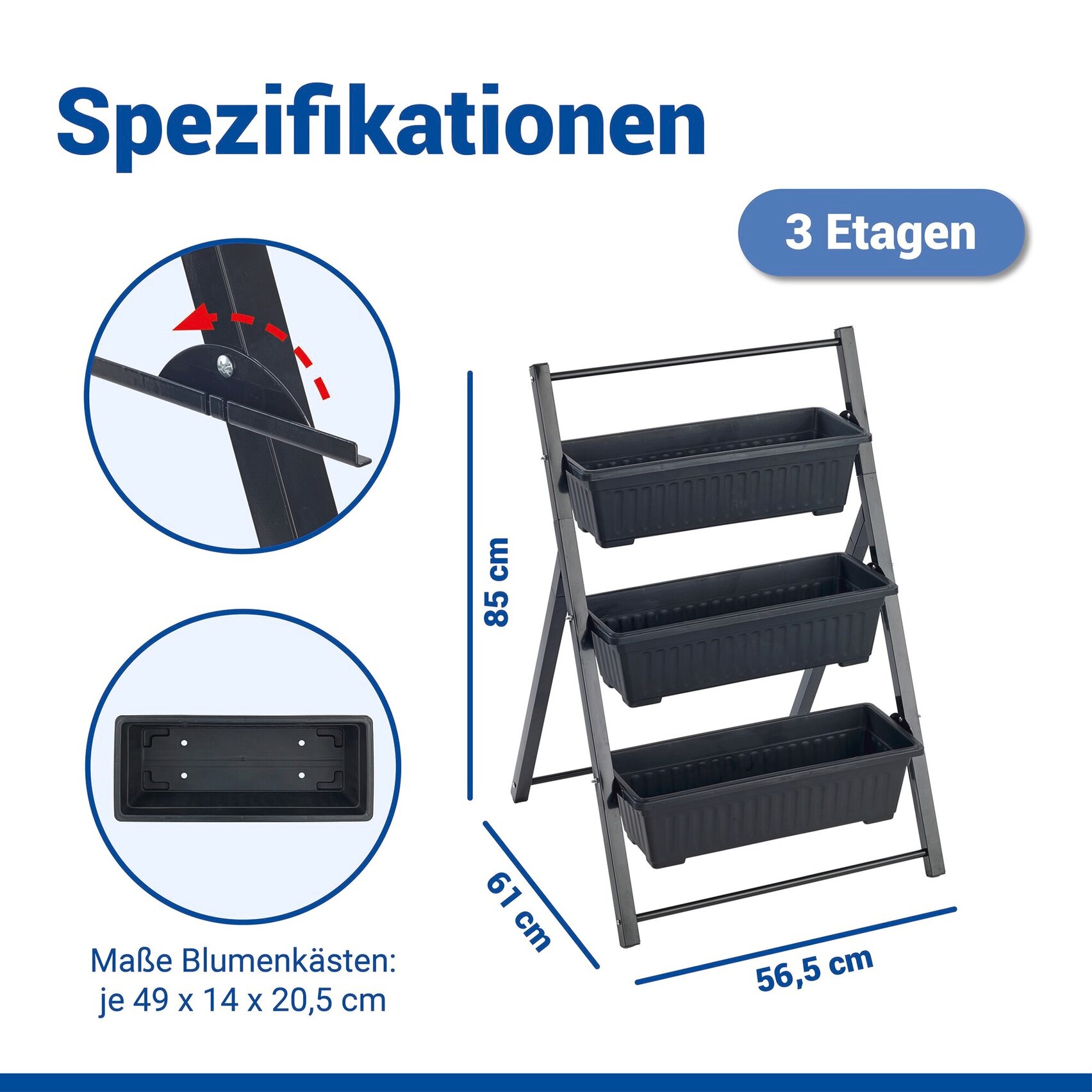 Maximex Hochbeet »Vertikales Hochbeet 3 Etagen« vertikales Hochbeet für Balkon & Terrasse, herausnehmbare Pflanzkästen