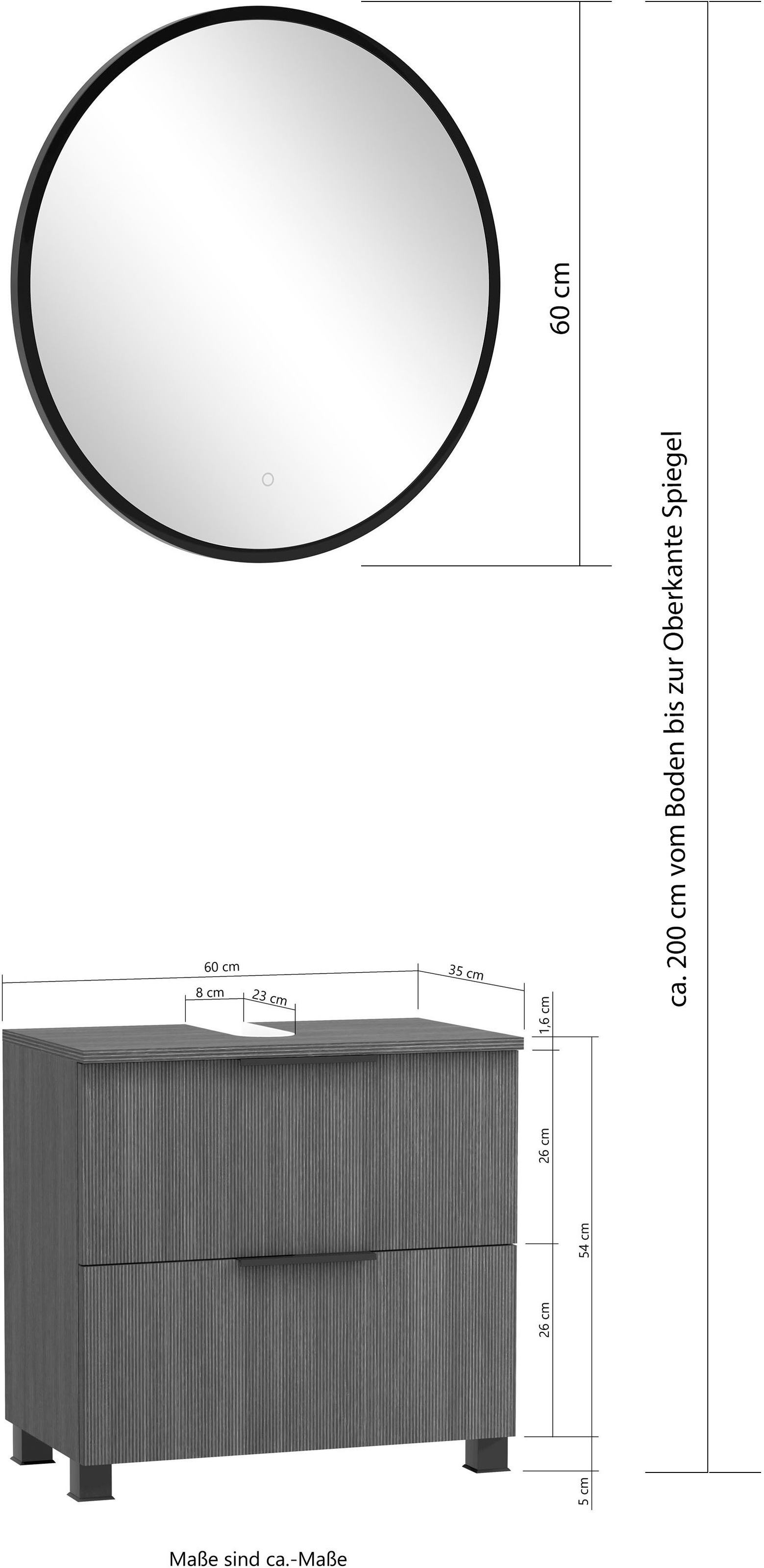 welltime Badmöbel-Set »Welltime, York Unterbecken-Set 2teilig, 60 cm, 1 Klappe, 1 Auszug«