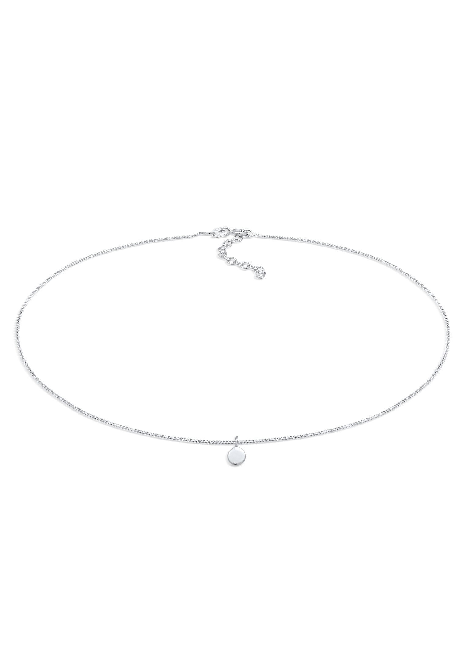 ELLI Damen Choker "Halskette Choker Kreis Plättchen Basic Coin 925 Silber", ohne Stein, Silber 925 (Sterlingsilber), silber, Silber 925