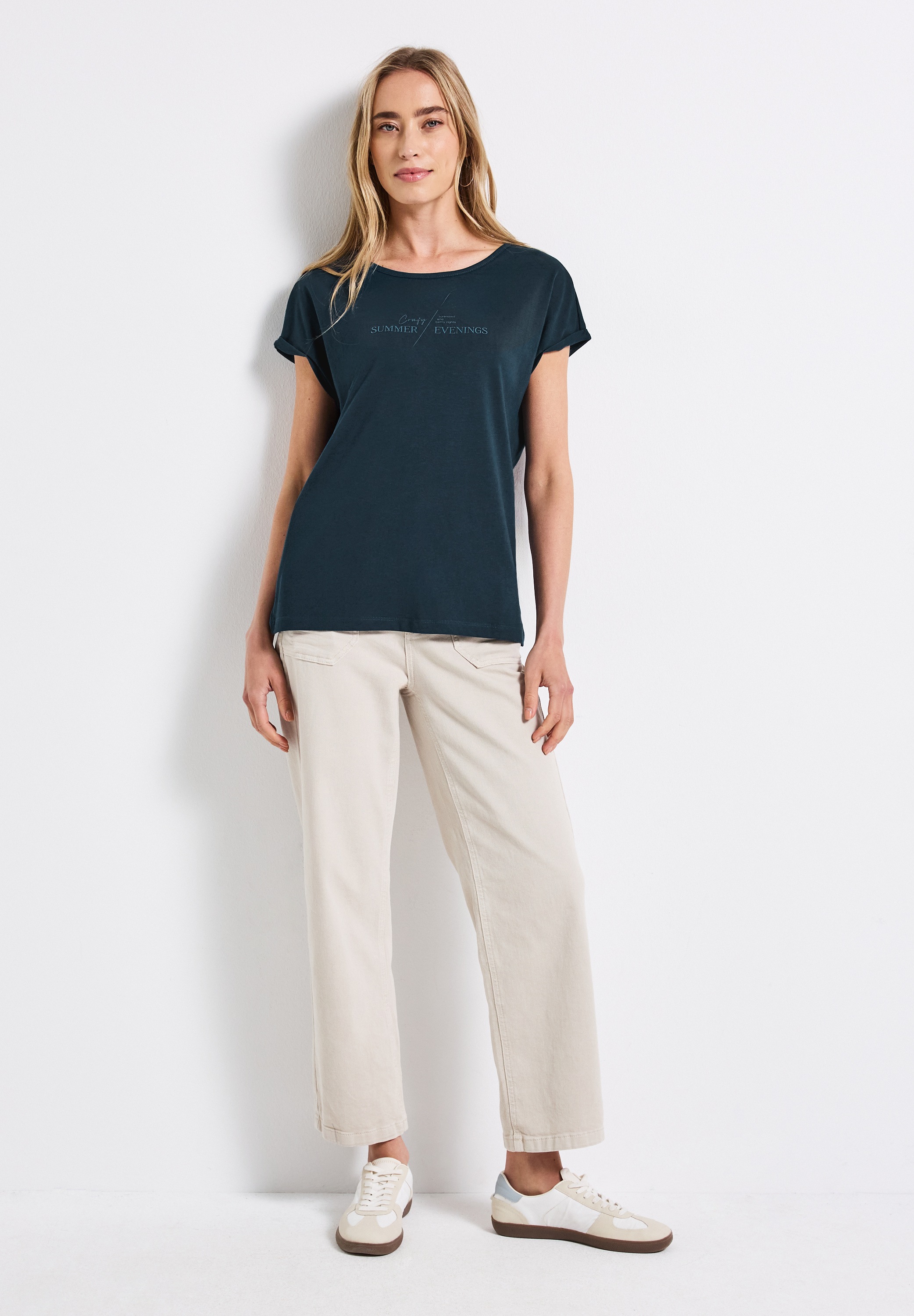 STREET ONE T-Shirt, aus Baumwolle mit Stretchante