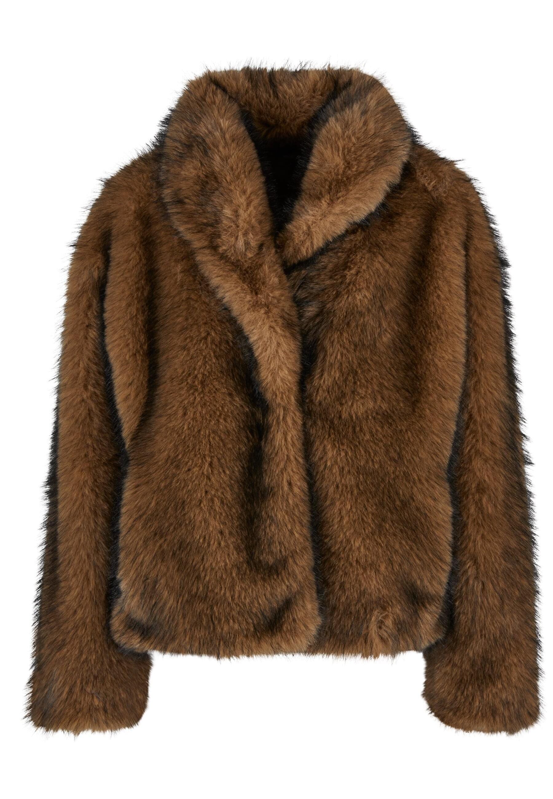 URBAN CLASSICS Winterjacke "Urban Classics Ladies Short Faux Fur Jacket" 1 Stk. tlg. ohne Kapuze