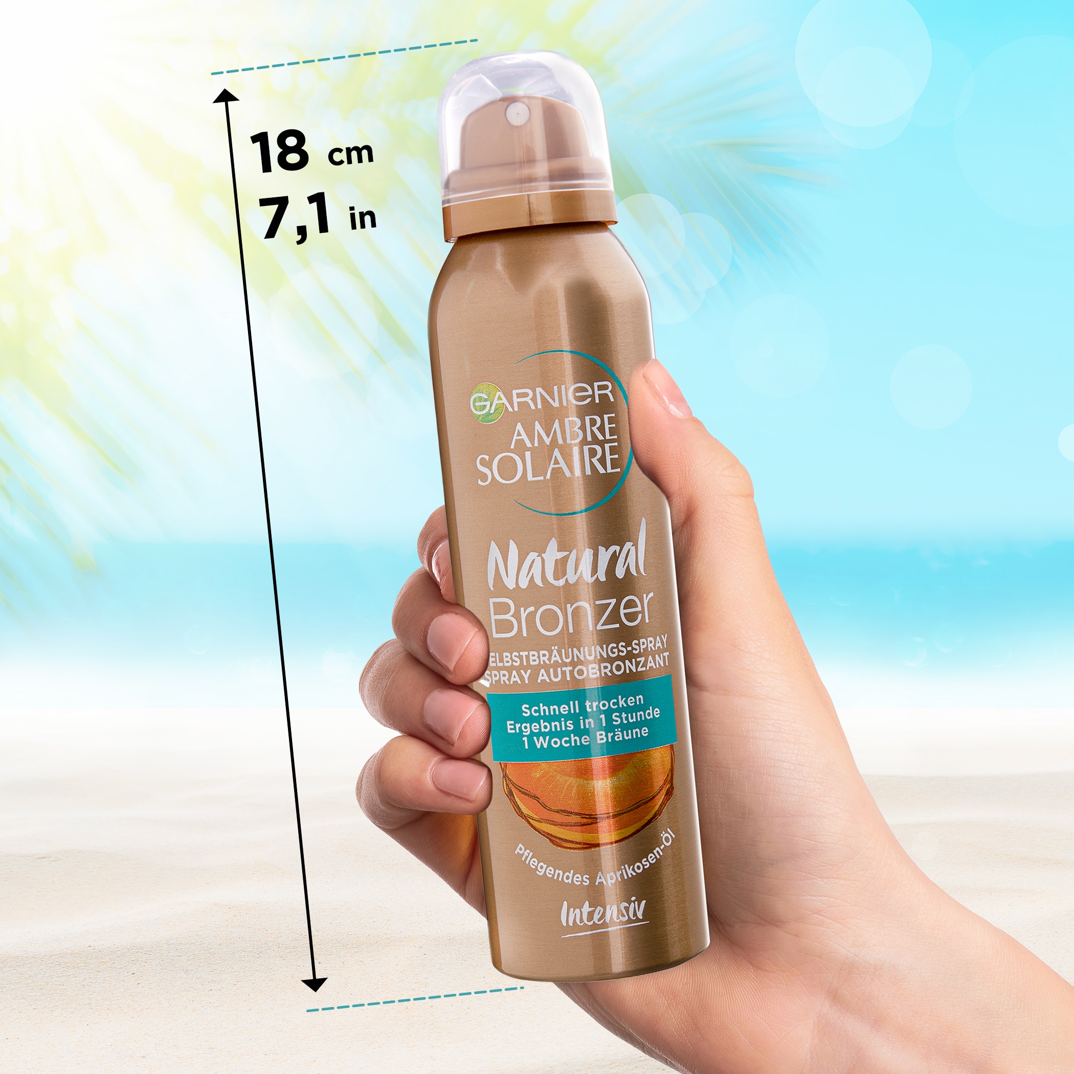 GARNIER Selbstbräunungsspray »AMBRE SOLAIR NATURAL BRONZER« mit Aprikosen-Extrakt, für Gesicht und Körper, zieht schnell ein