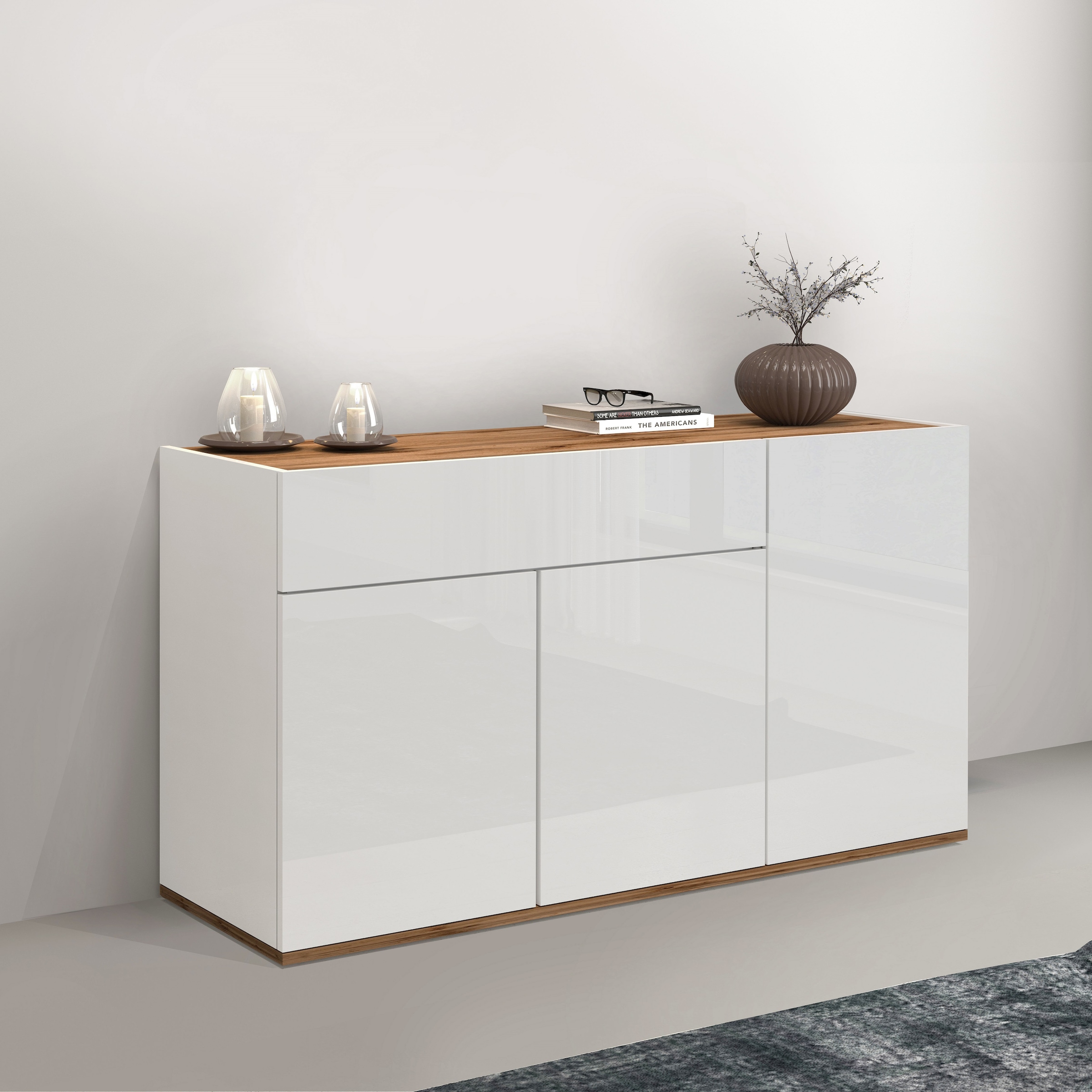 Sideboard »Garda, Kommode, Schrank, Kredenz«, 3 Türen, 1 Schublade, grifflos Breite...