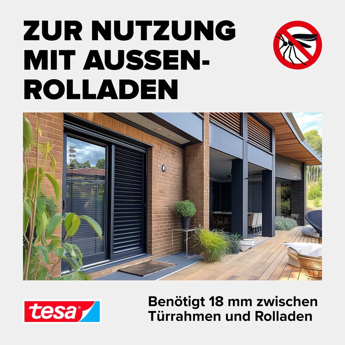 tesa Insektenschutz-Tür »Insect Stop Falt Adapter für ALU Comfort Fliegengitter - Adapter-Set«, zur Montage von Insektenschutz an Balkontür / Terrassentür