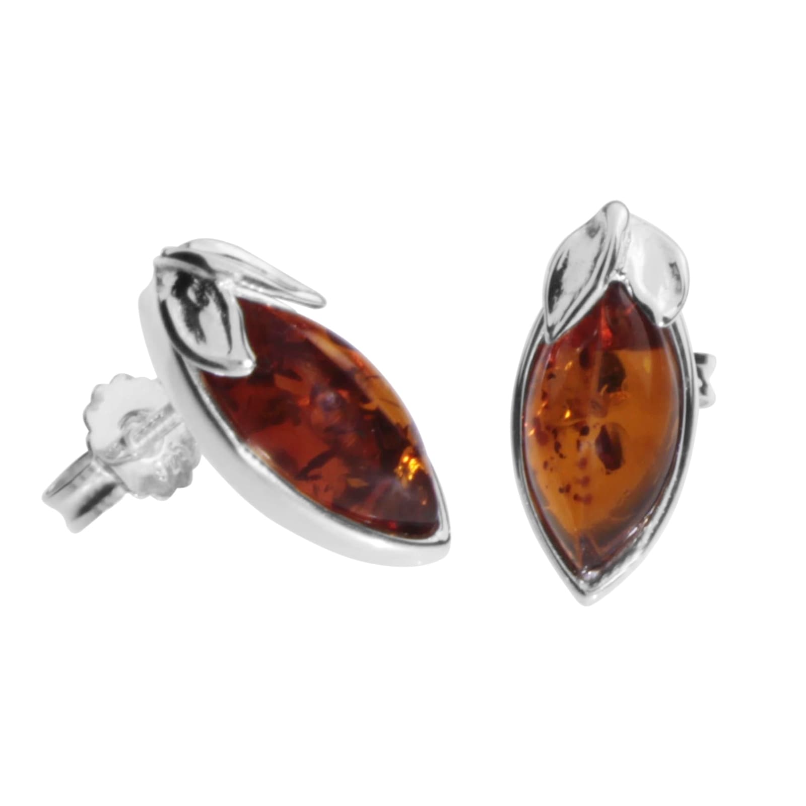 Paar Ohrstecker OSTSEE-SCHMUCK "- Elina - Silber 925/000 - Bernstein" Gr. 17, silber (silber 925, silberfarben, weiß), Ohrringe, Damen, Silber 925 (Sterlingsilber)