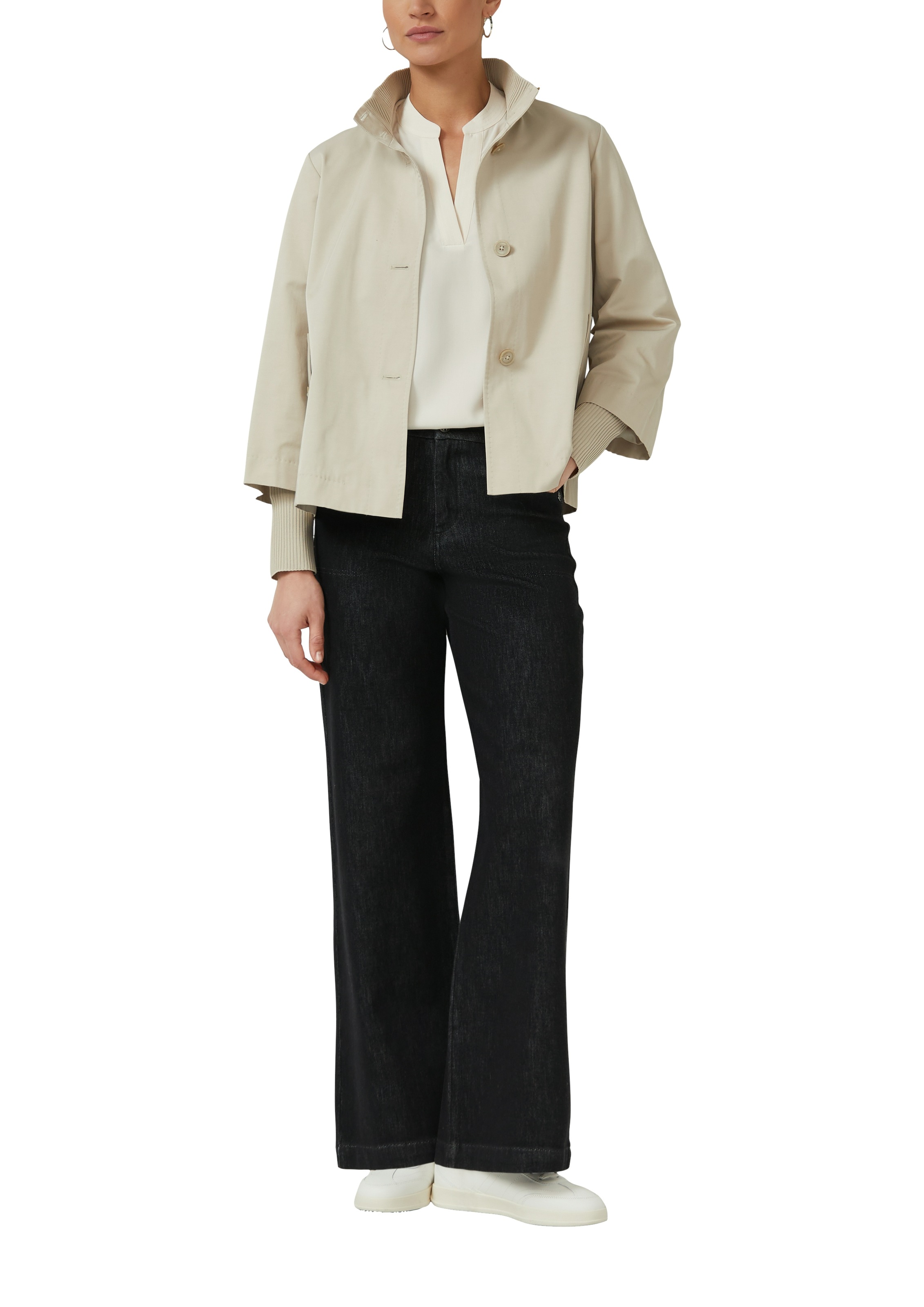 s.Oliver BLACK LABEL Kurzjacke ohne Kapuze mit Stehkragen und Knopfleise günstig online kaufen