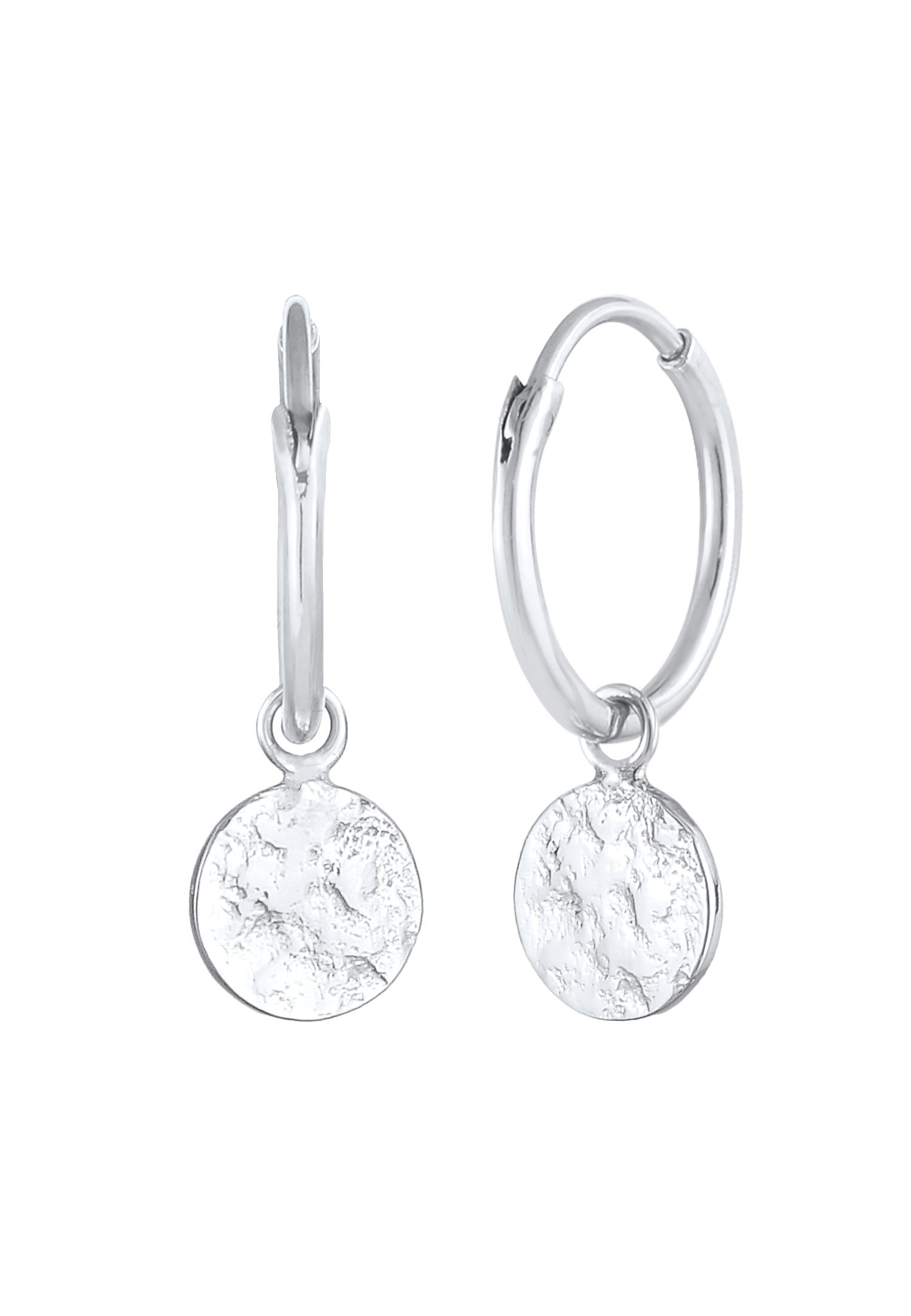 Elli Paar Creolen »Creolen Plättchen Coin Organic Look 925 Silber«