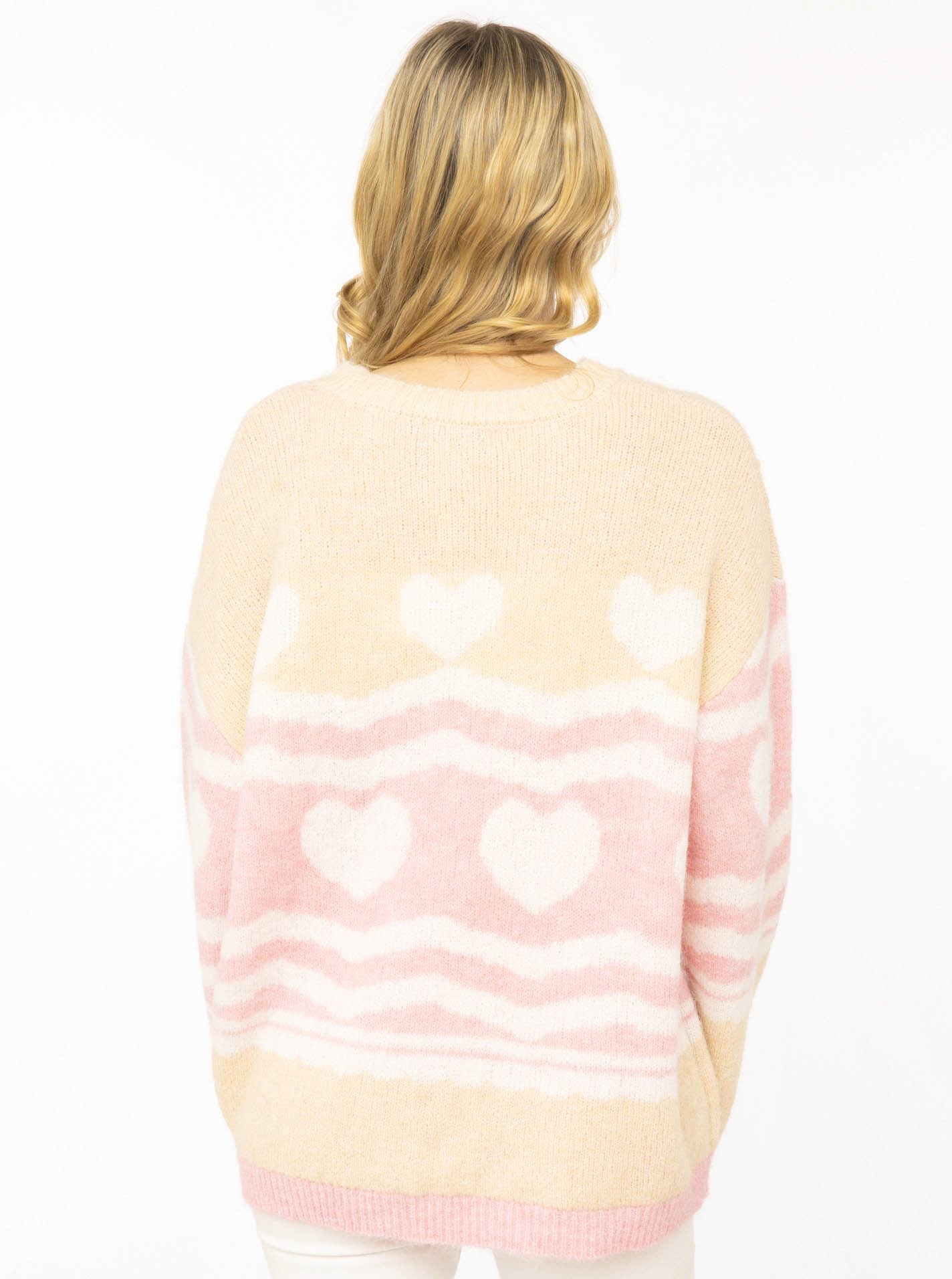 Zwillingsherz Strickpullover »"Lovely"« Rundhals, oversize, farbiges Muster mit Herzen, Strick