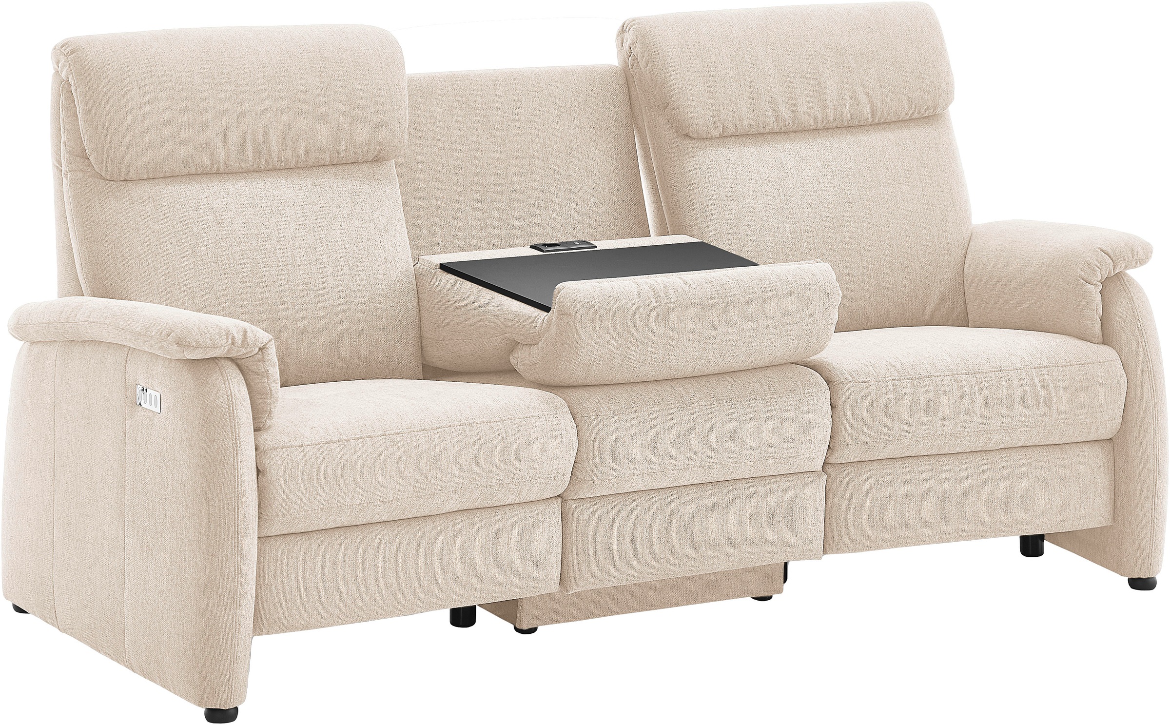 Home affaire Polstergarnitur »Turin, 2,5- & 3-Sitzer mit elektrischer Relaxfunktion« Set, 4 tlg. tlg. inkl. Tisch, USB & Steckdose, Federkern & pflegeleichtem Bezug