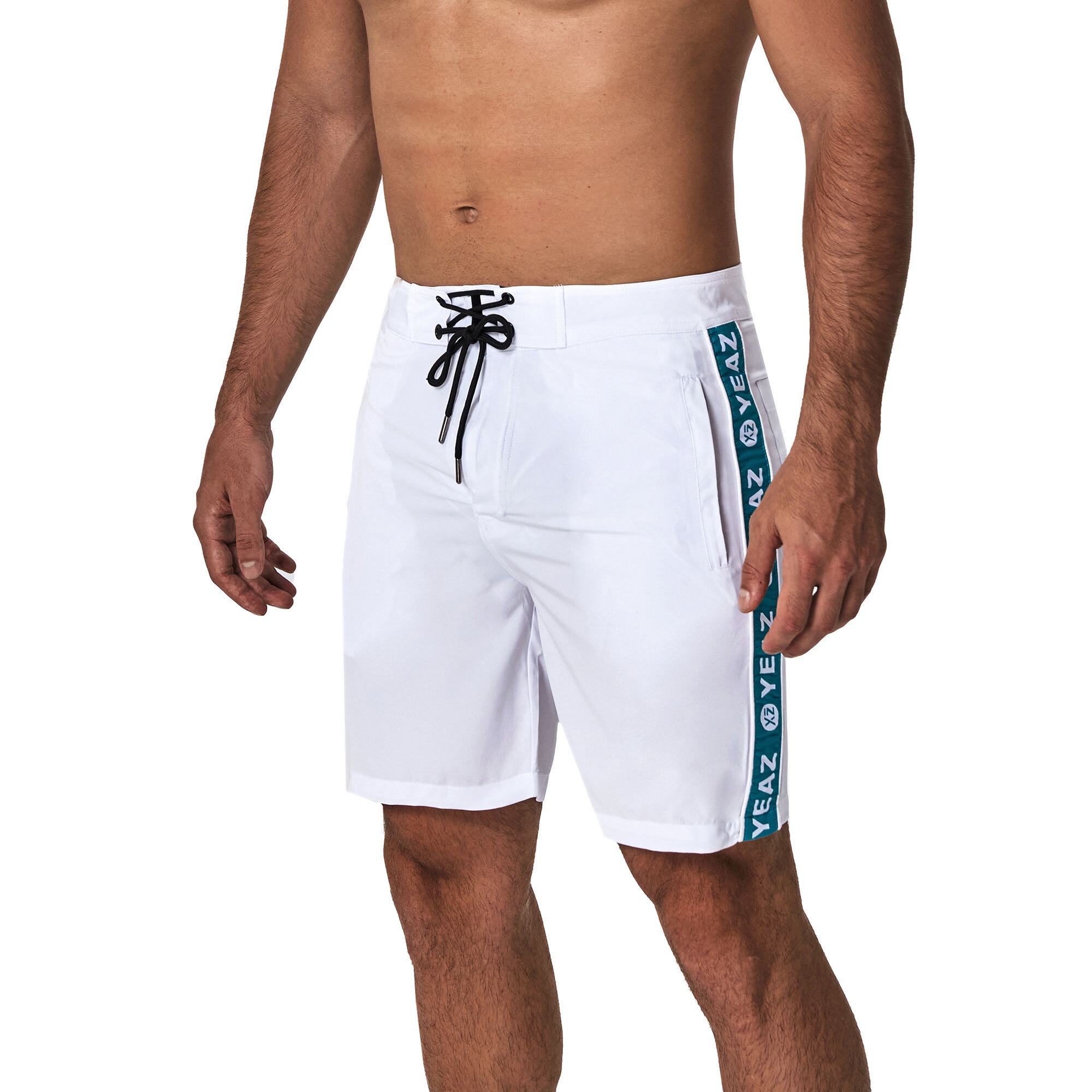 Badeshorts YEAZ "Badeshorts DAVEY", Herren, Gr. L, US, weiß, Obermaterial: 92% Polyester PES. 8% Elasthan EL., Badehosen Badeshorts 3