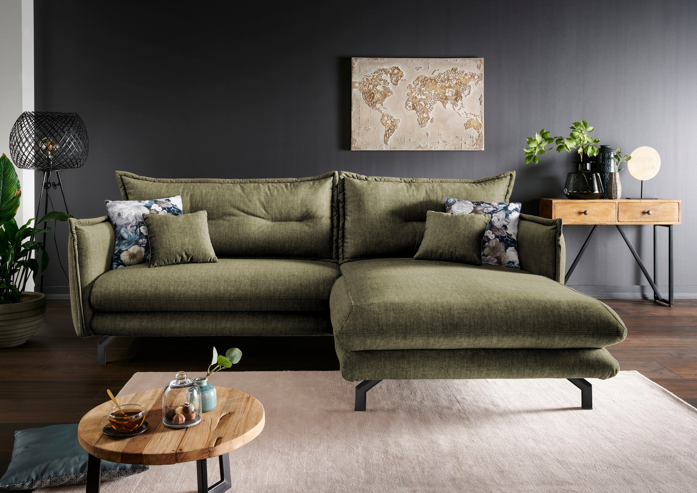 Home affaire Ecksofa "LAVA Breite 255 cm, modern und elegant, aktuelle Kiss günstig online kaufen
