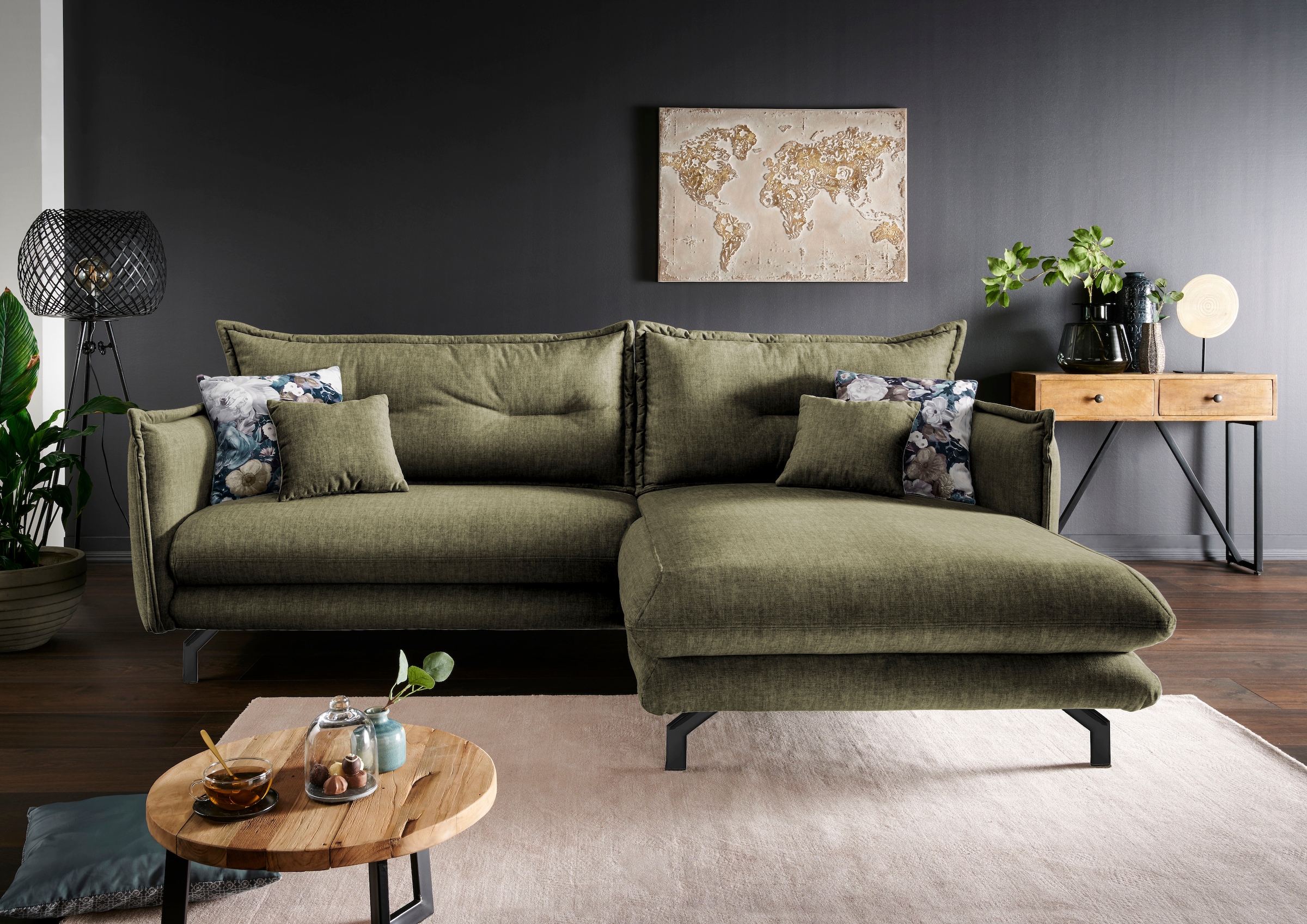 Home affaire Ecksofa "Lava modern & bequem, Breite 255cm, tolle Detailverarbeitung" Armlehnen verstellbar