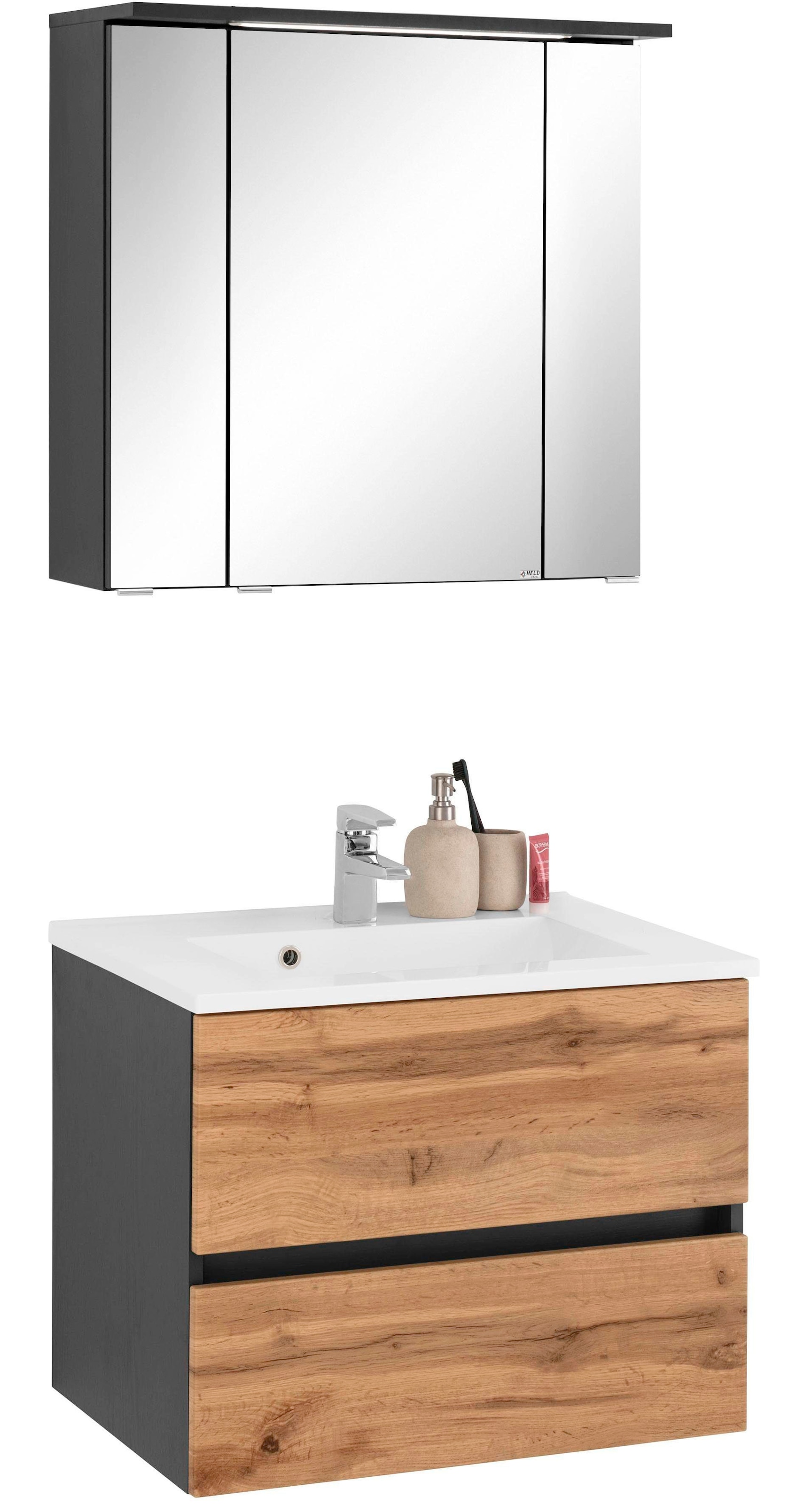welltime Badmöbel-Set "Lucca" 2 Stk. tlg. Breite 60 cm, mit LED-Spiegelschr günstig online kaufen