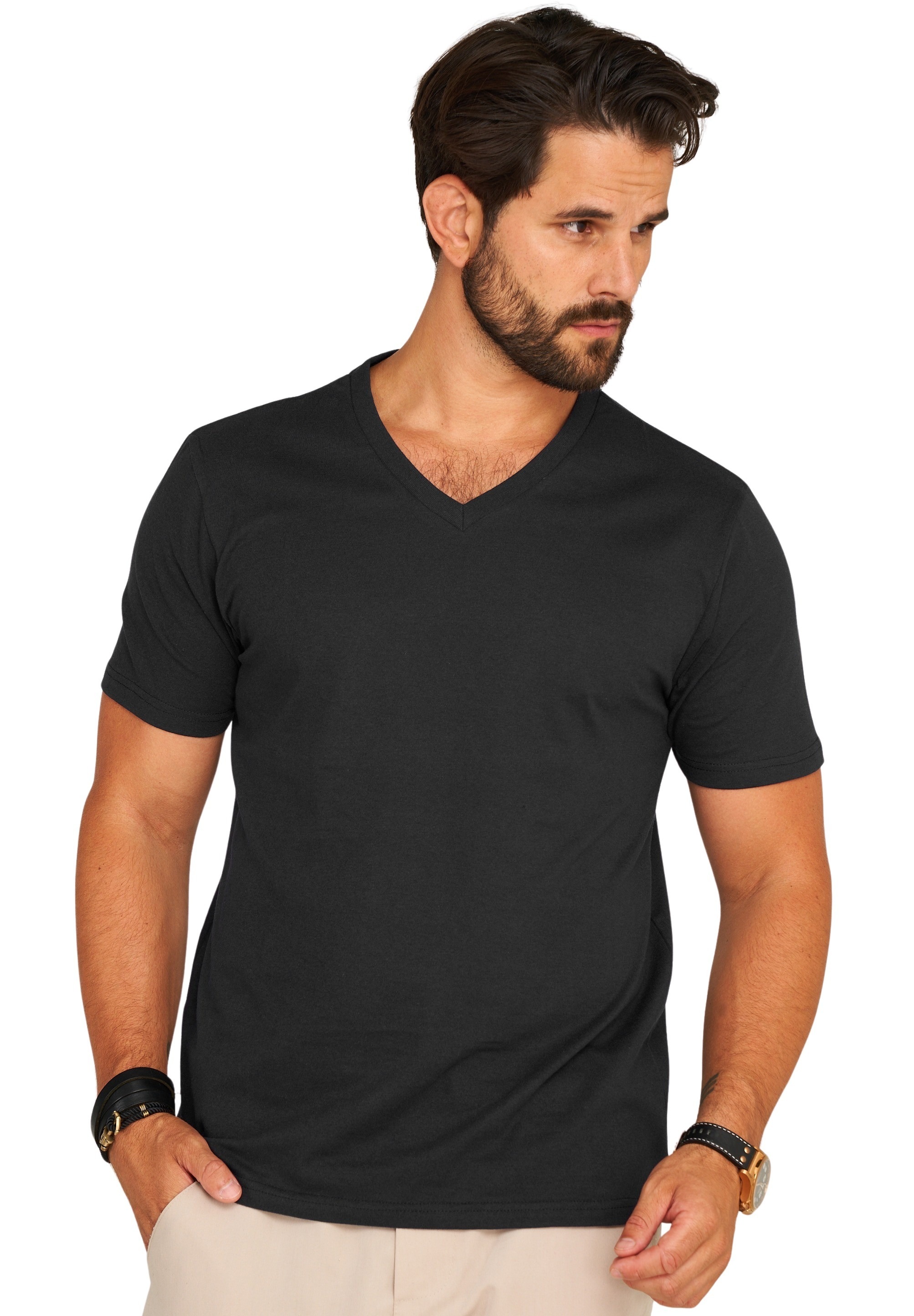 Daily Cotton T-Shirt »Herren Basic Kurzarm Shirt V-Neck V-Ausschnitt« Herren Basic Kurzarm Shirt V-Neck V-Ausschnitt
