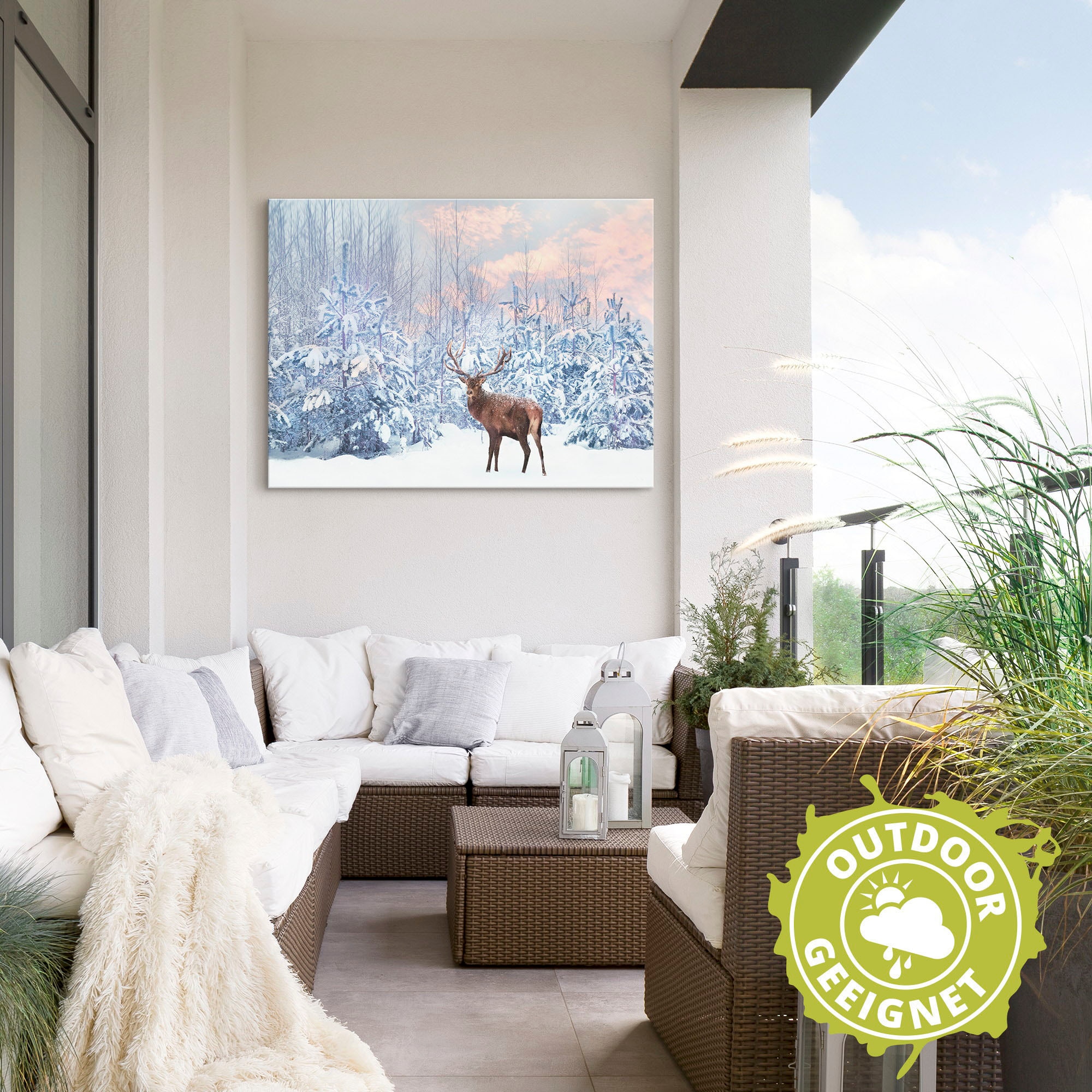 Artland Wandbild »Hirsch im Winterwald«, Hirschbilder, (1 St.), als Leinwandbild, Poster in verschied. Größen