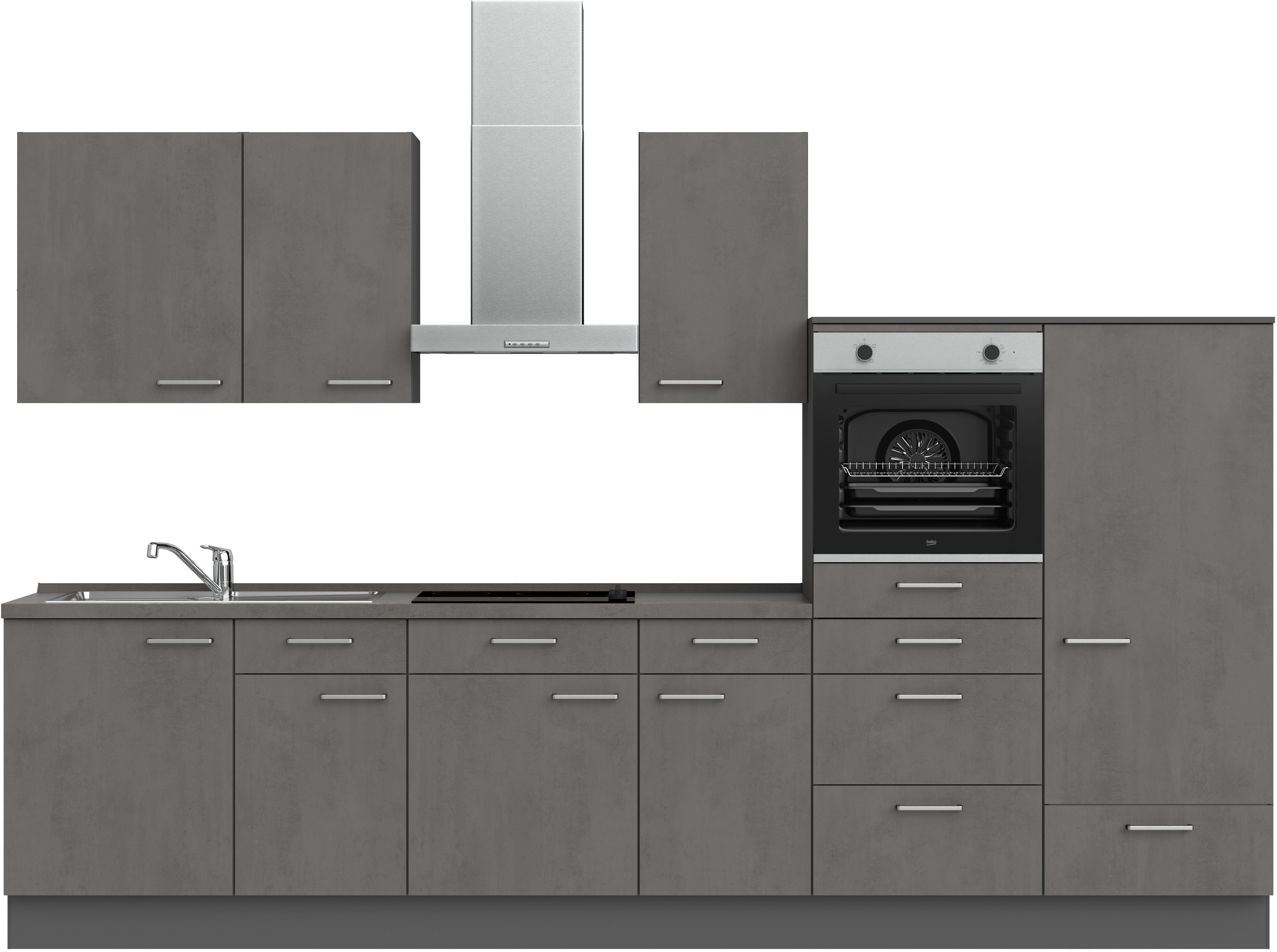 nobilia Küchenzeile ""Riva I", NEU: individuell anpassbar mit gratis Profi-Beratung" vormontiert, Breite 330 cm, Ausrichtung wählbar, wahlw. mit E-Geräten