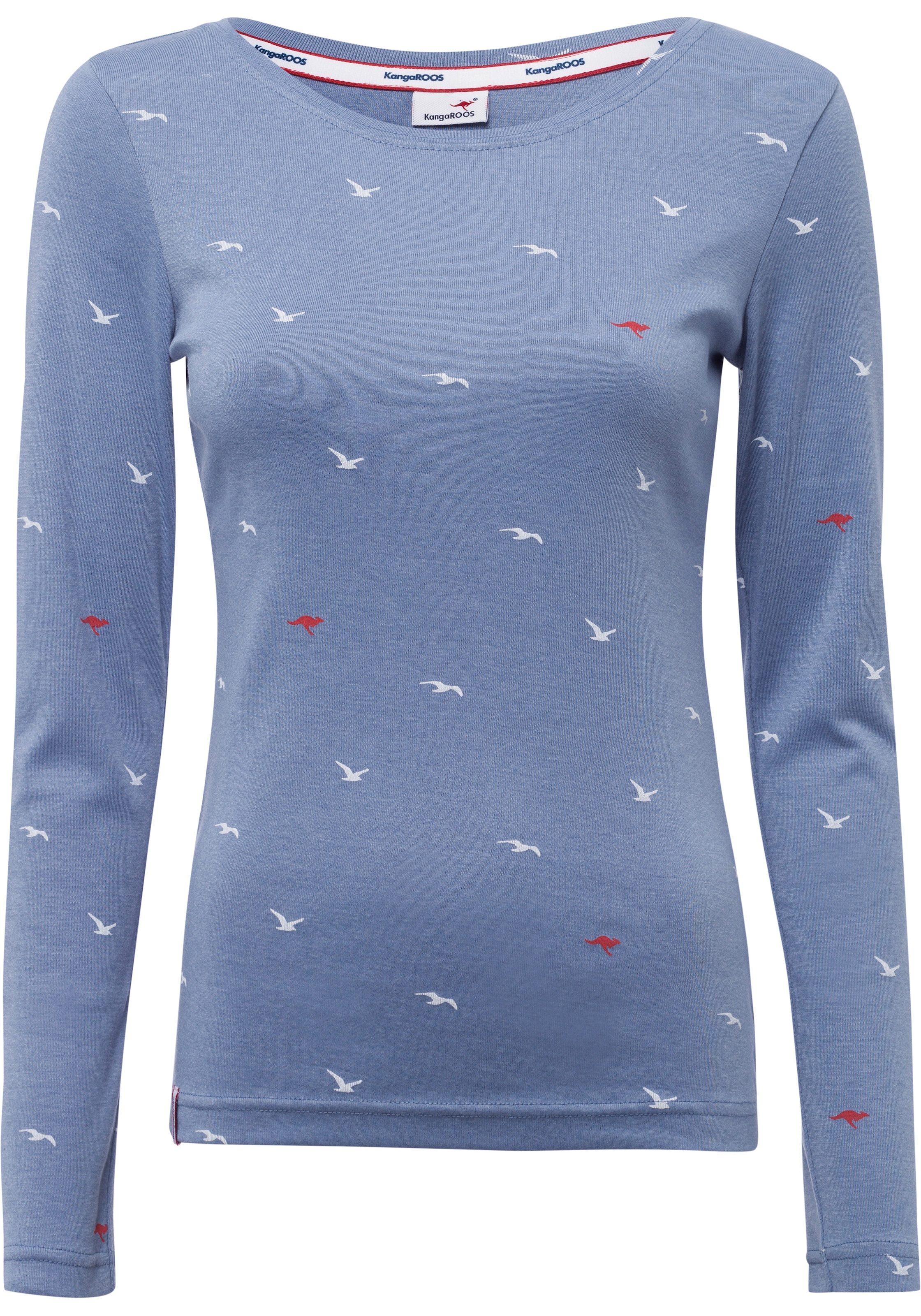 KangaROOS Langarmshirt, mit süßem Anker Allover-Print für | und Pünktchen, Vogel bestellen BAUR