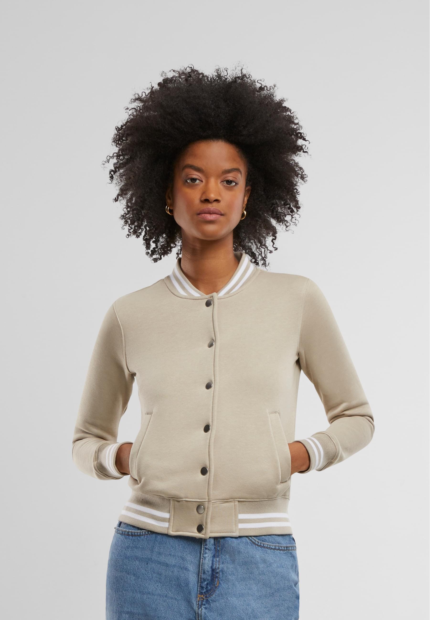 URBAN CLASSICS Anorak »Urban Classics Damen Ladies College Sweat Jacket«, (1 St.), ohne Kapuze