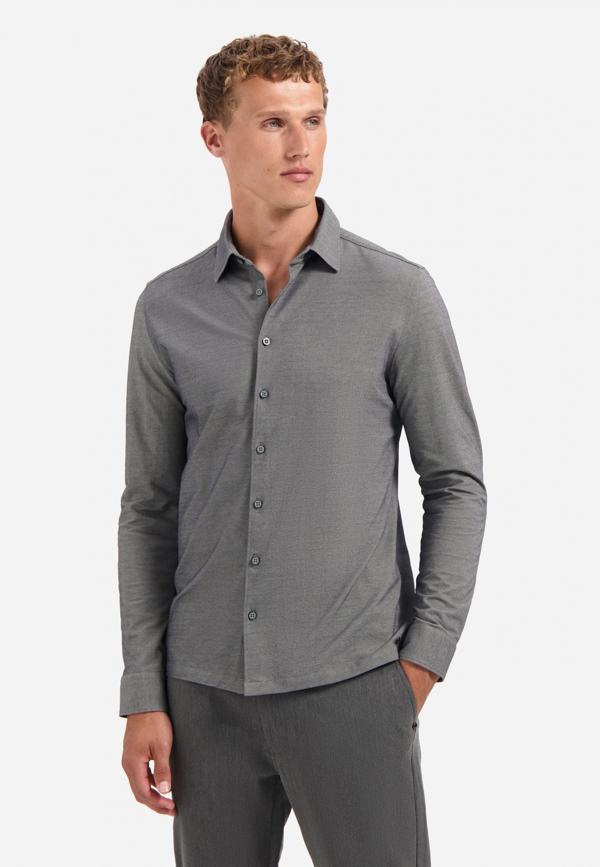 NO EXCESS Langarmhemd "No Excess Meliertes Jerseyhemd Shirt Jersey" günstig online kaufen