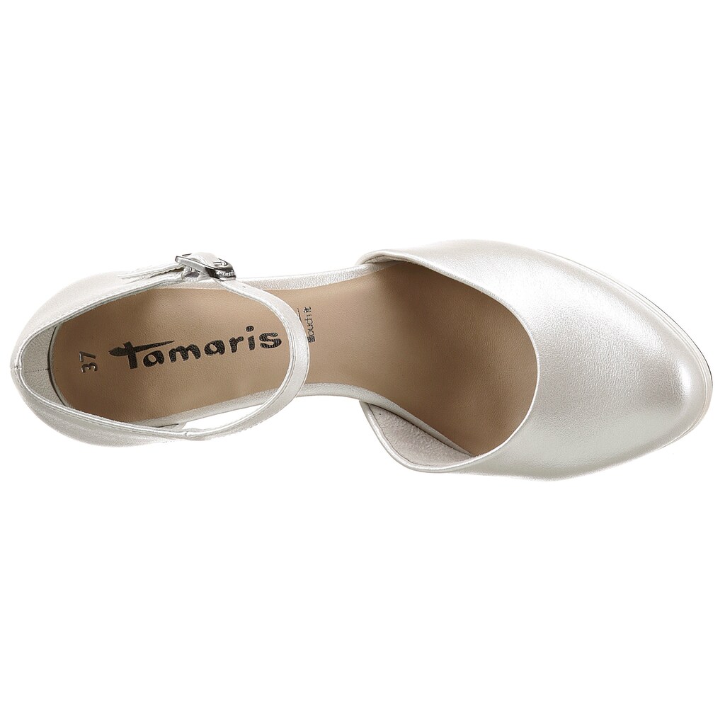 Tamaris High-Heel-Pumps, Abendschuh, Brautschuh, Blockabsatz, in glänzender Optik