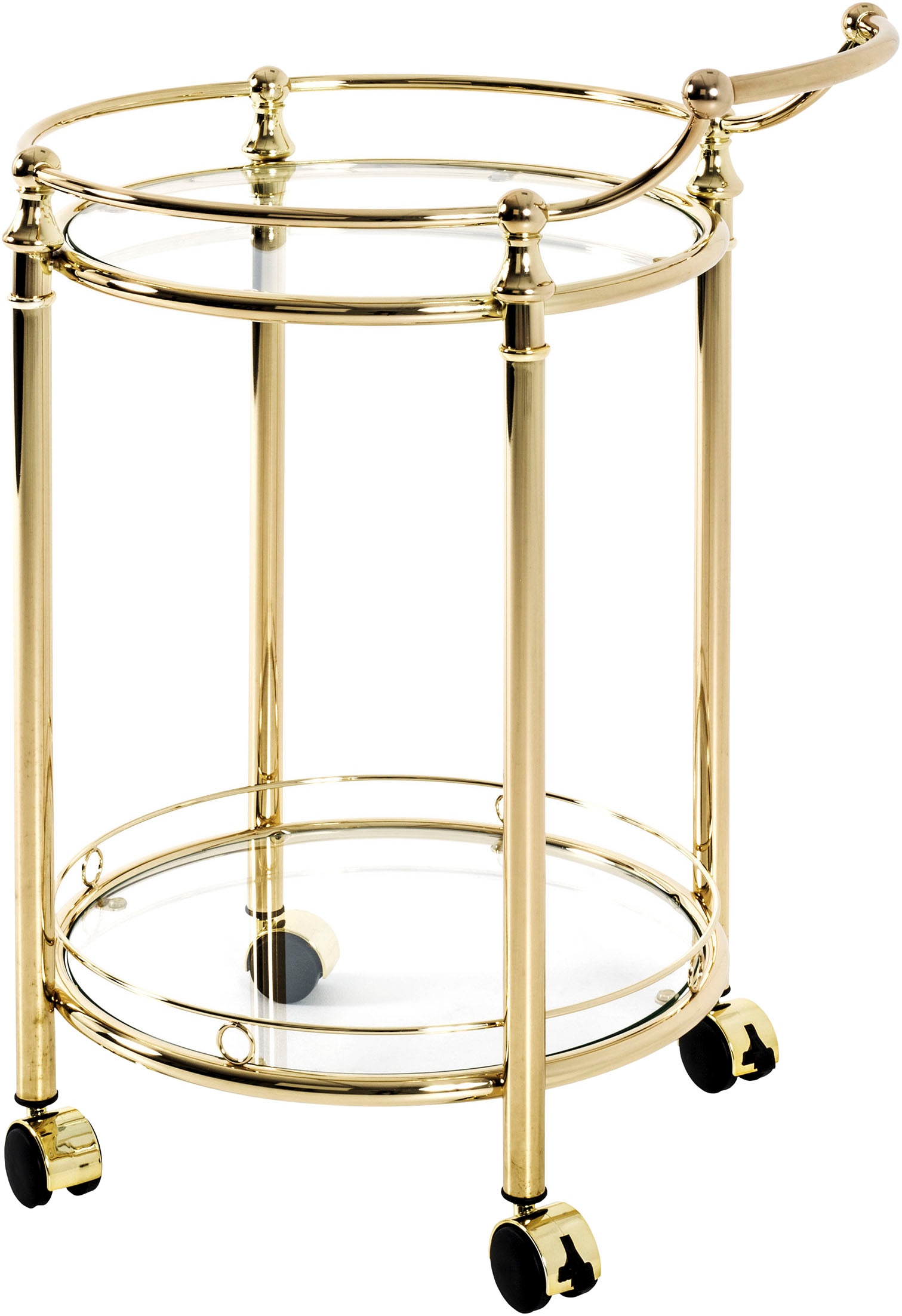 HAKU Servierwagen "Dinett, Kaffeetisch, Küchenwagen, Serviertisch, Teewagen, Trolley" 1 Stk. tlg. rund - aus Metall Gold - Ø/H /79 cm