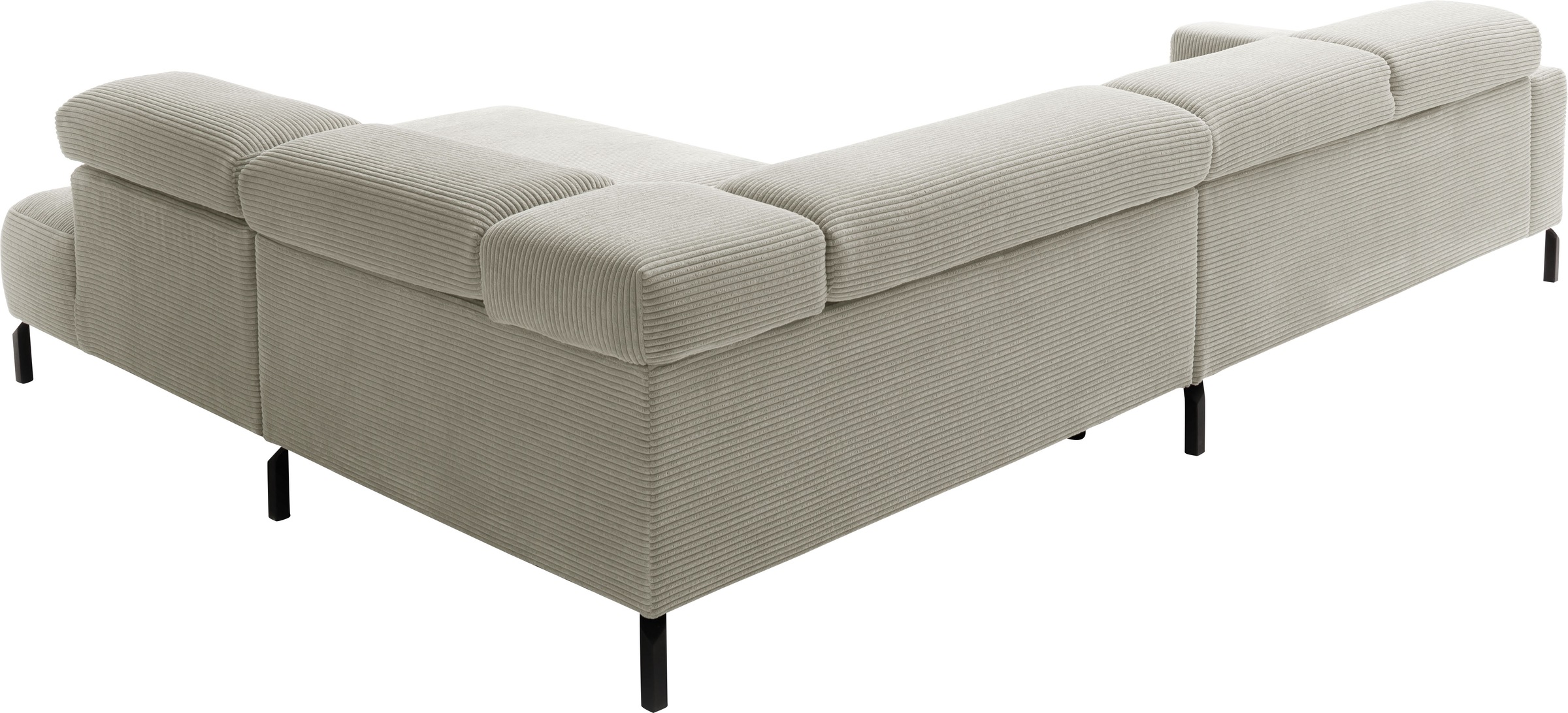 Places of Style Ecksofa »Antonelli, L-Form, inkl. Kopfteilverstellung, Breite 312 cm«, mit elektrischer Sitztiefenverstellung, in Cord, hellgrau