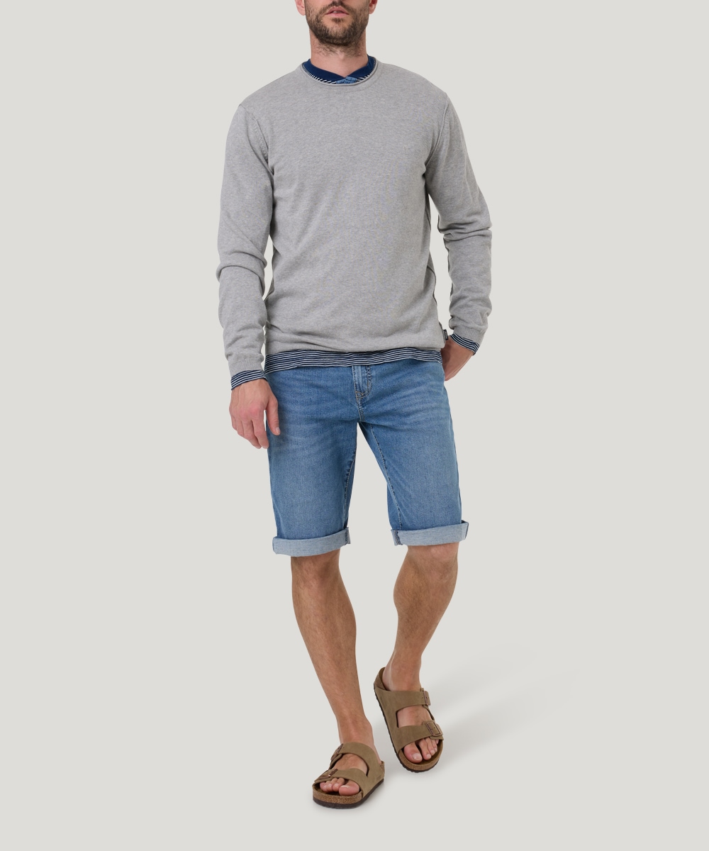 Pioneer Authentic Jeans Rundhalspullover mit Rollkante