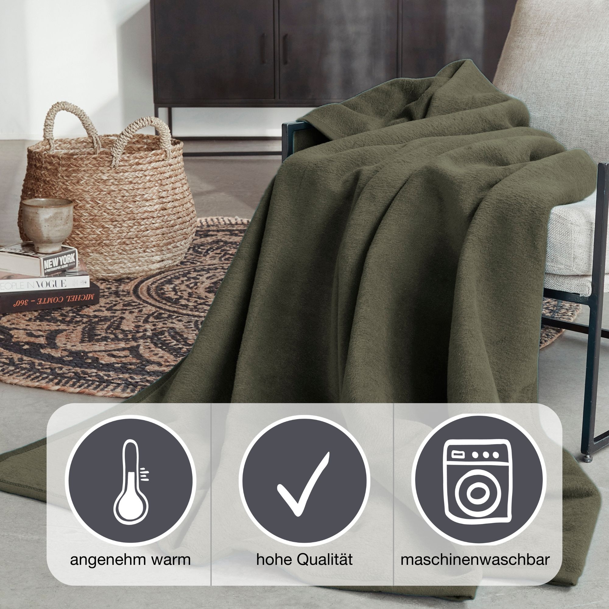 IBENA Wohndecke »Luxus«, verschiedene Größen, unifarbenes Design, Kuscheldecke