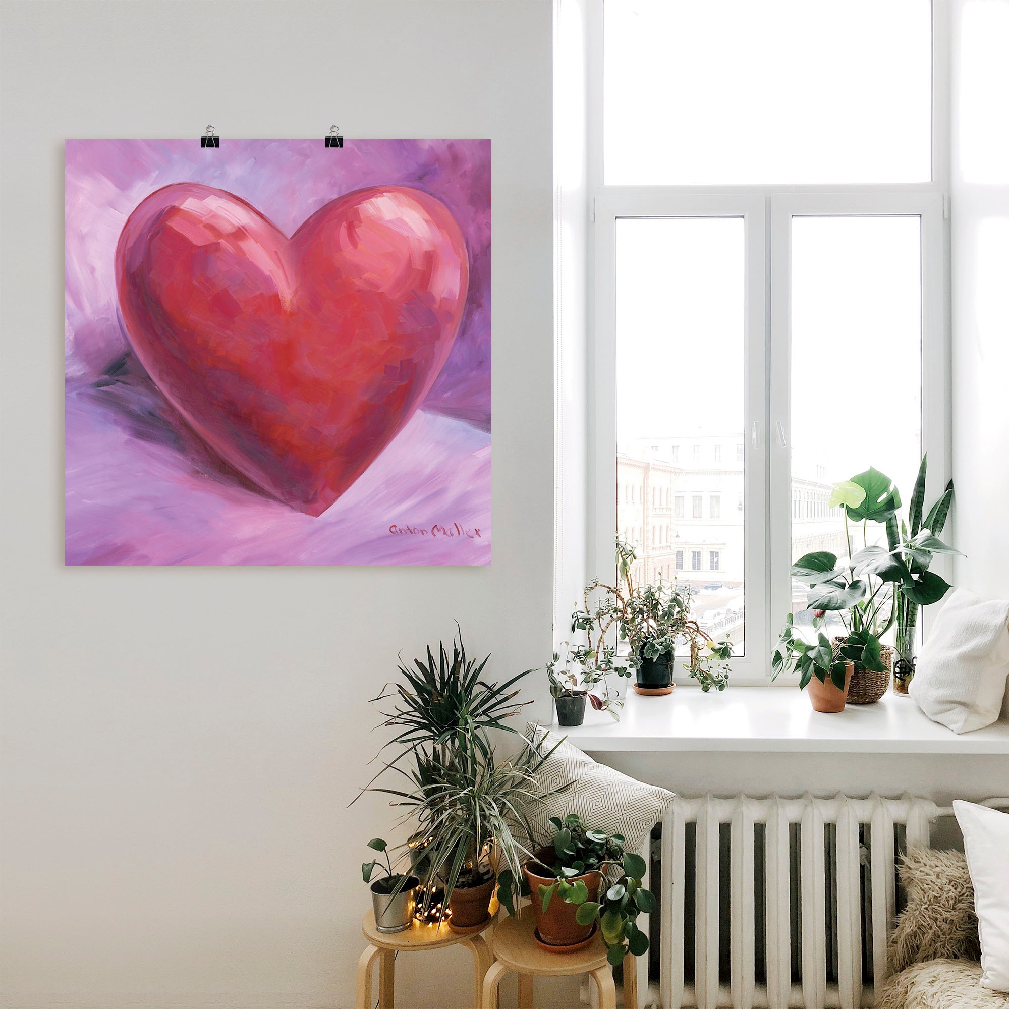 Artland Wandbild »Lila Herz«, Herzen, (1 St.), als Leinwandbild, Poster in verschied. Größen