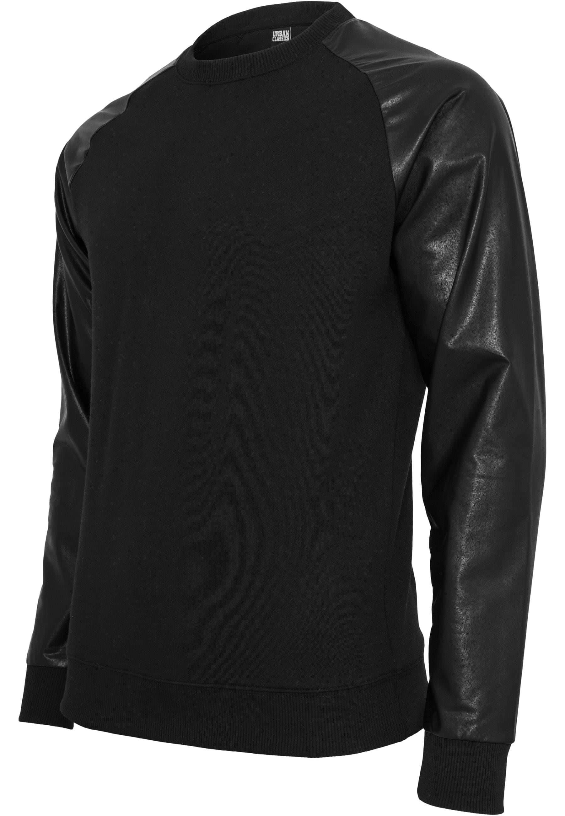 URBAN CLASSICS Rundhalspullover »Urban Classics Herren Raglan Leather Imitation Crew«, (1 tlg.)