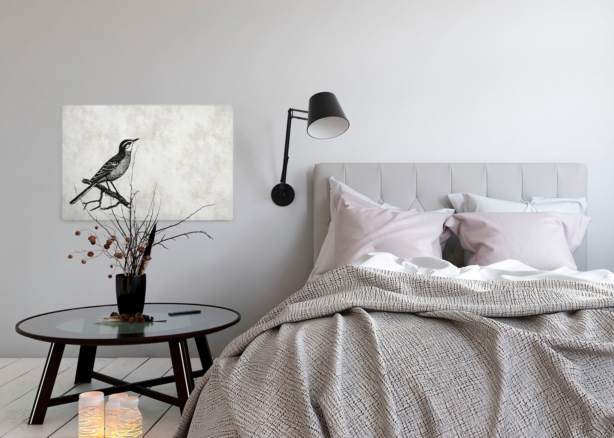 A.S. Création Leinwandbild »sketchpad 4«, Kunst-Vögel-Kinder, (1 St.), Schwarz-Weiß Zeichnung Vogel Keilrahmen Leinwand-Bild Wohnzimmer Wand