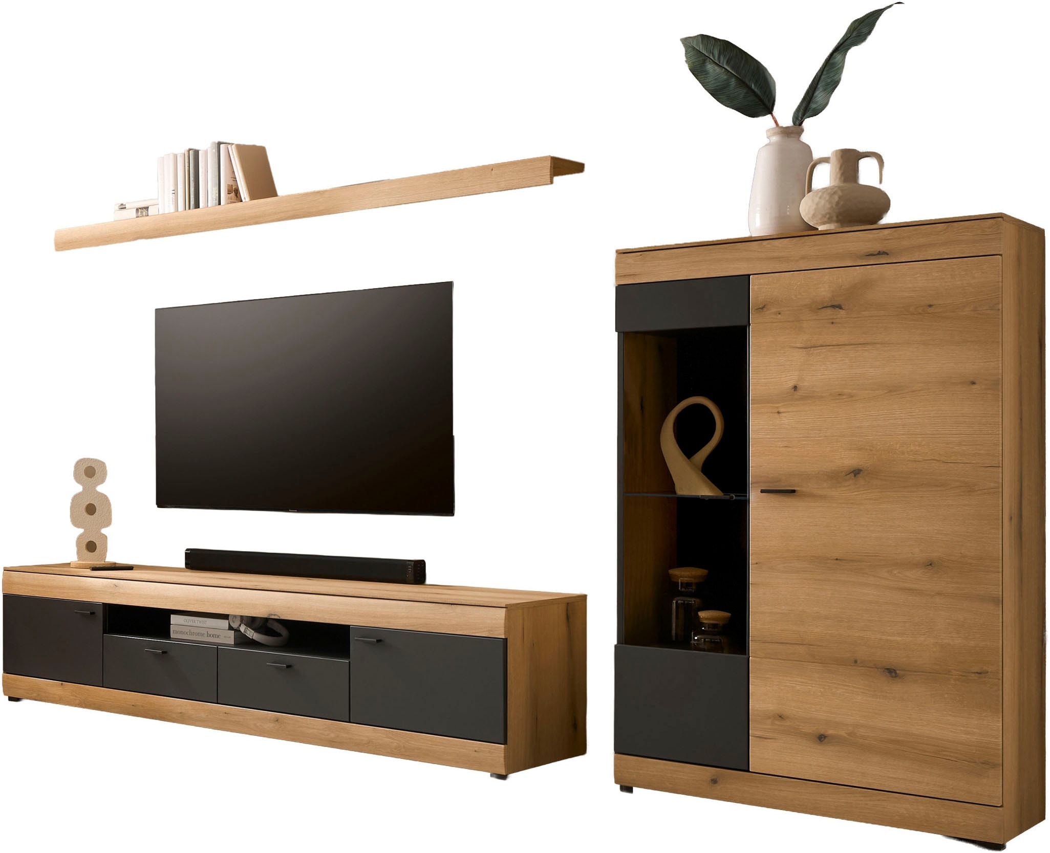 Home affaire Wohnwand "Soleto, zeitlose Anbauwand, Komplettset im modernen Stil" Komplett-Set, 3 Stk. tlg.