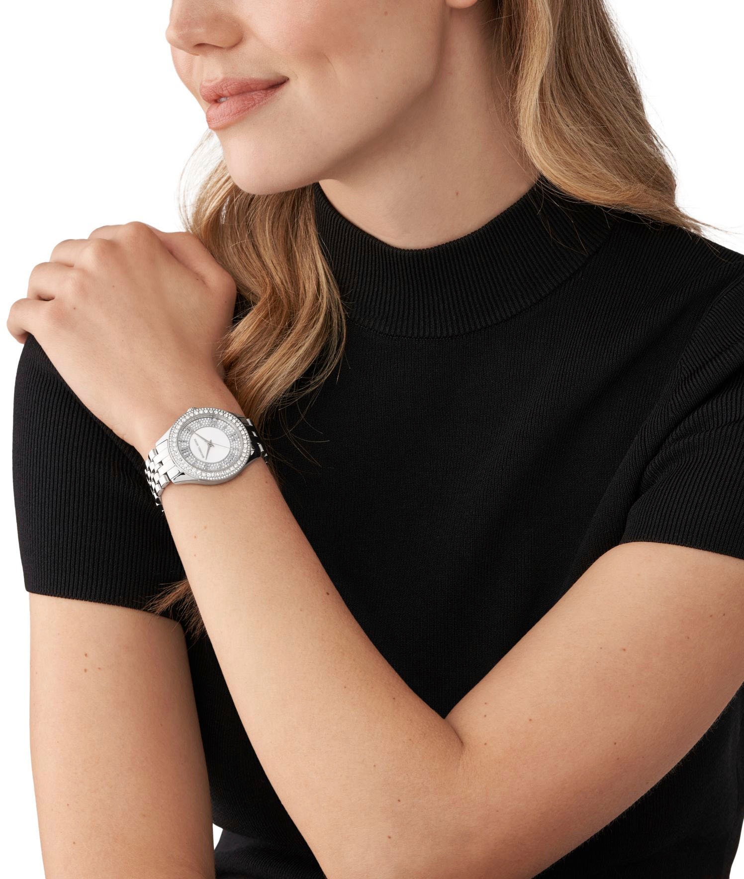 MICHAEL KORS Quarzuhr »HARLOWE«, Armbanduhr, Damenuhr, analog, Edelstahlarmband