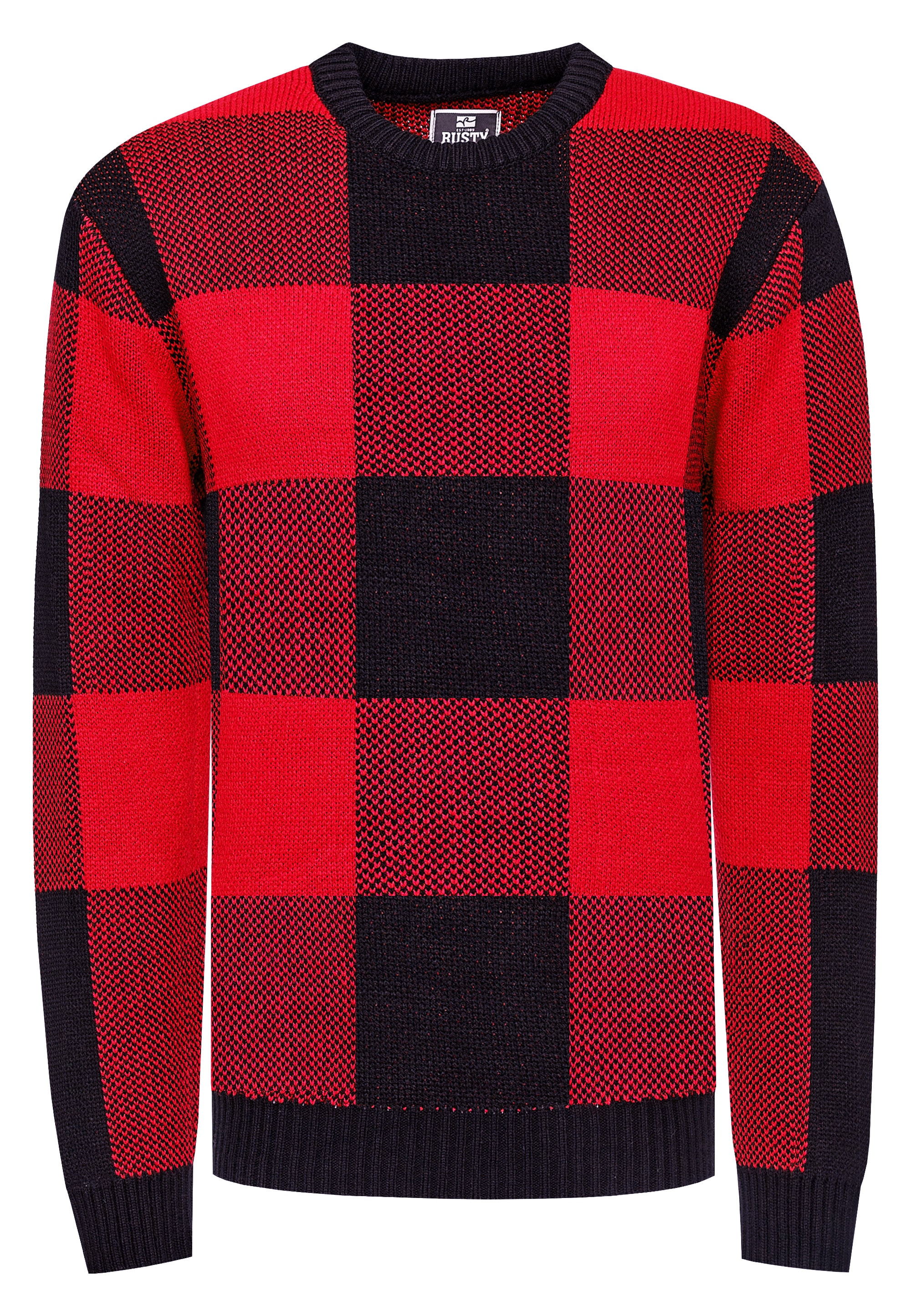 Rusty Neal Strickpullover, mit karierter Musterung