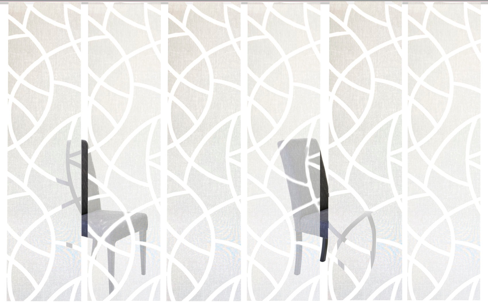 Thumbnail - HOME WOHNIDEEN Schiebegardine "CASSÉ" Paneelwagen 6 Stk. tlg. Dekostoff, mit transparentem Scherli