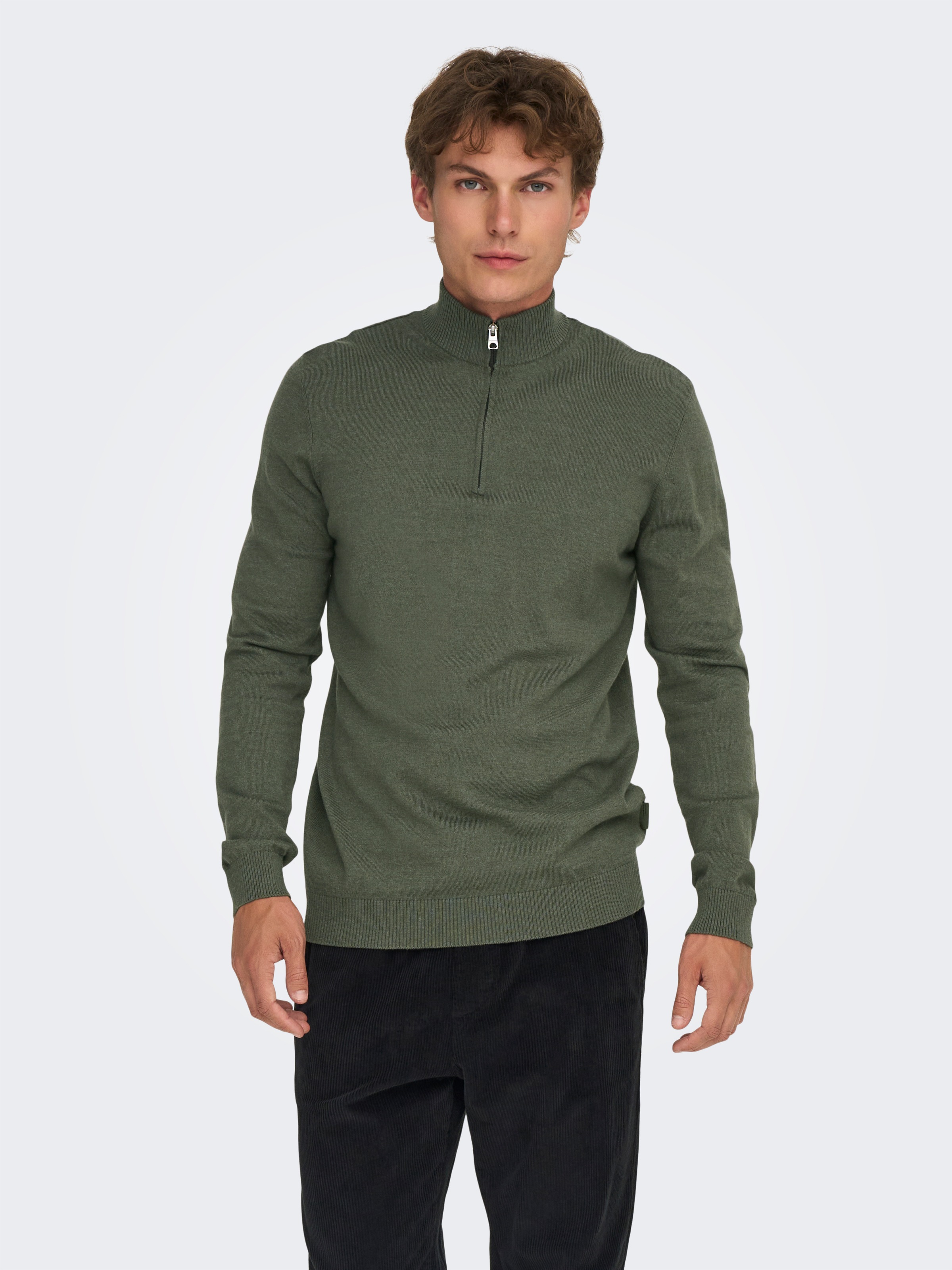 ONLY & SONS Troyer "ONSLOUI REG 12 MEL HALF ZIP KNIT NOOS" günstig online kaufen