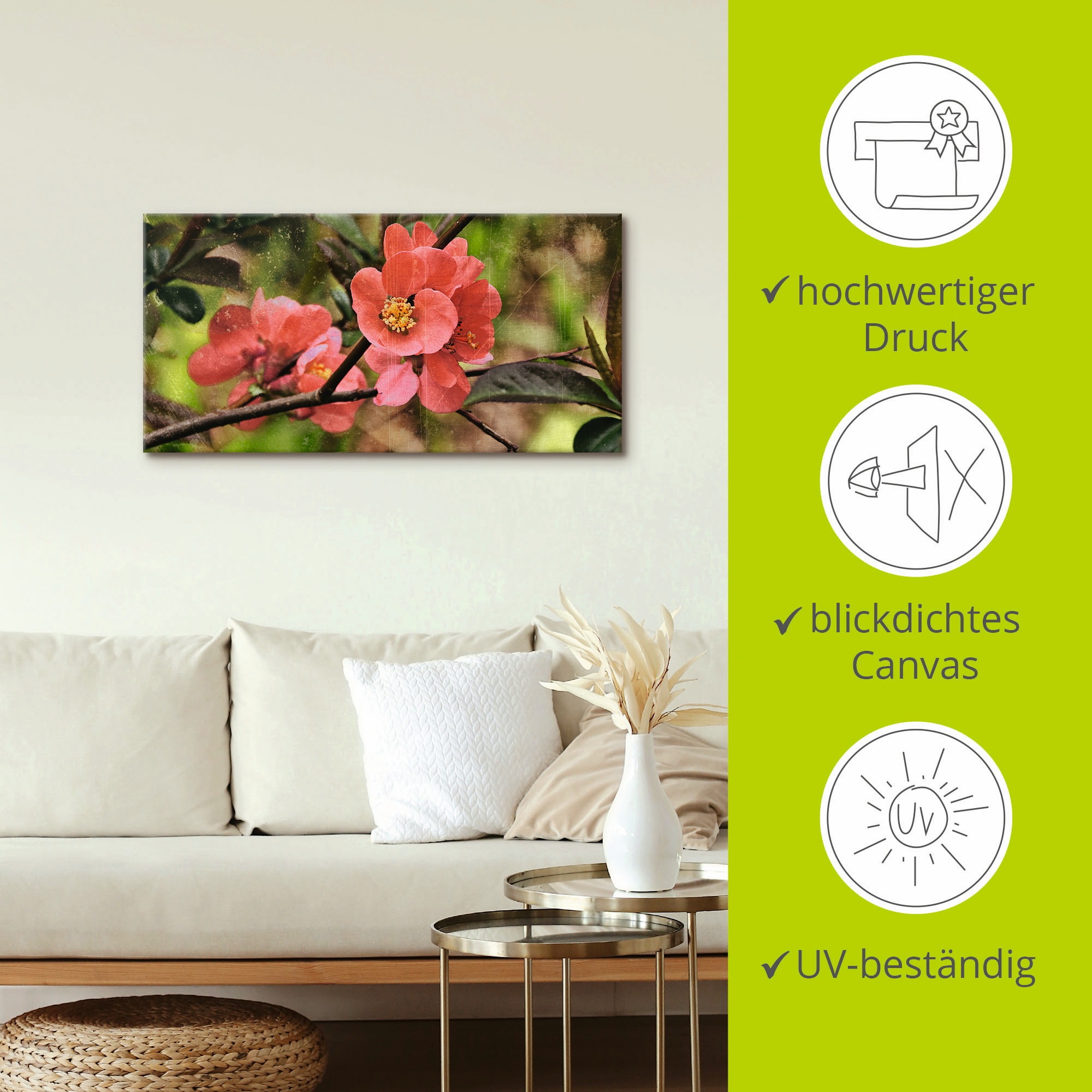 Artland Leinwandbild »Quittenblüte«, Blumen, (1 St.), auf Keilrahmen gespannt