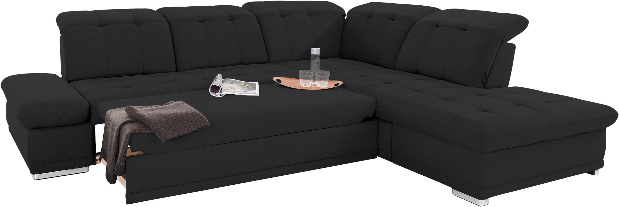 COTTA Ecksofa »Holiday L-Form mit Sitztiefen-, Armteil- und Kopfteilverstellung«, wahlweise mit Bettfunktion & Bettkasten