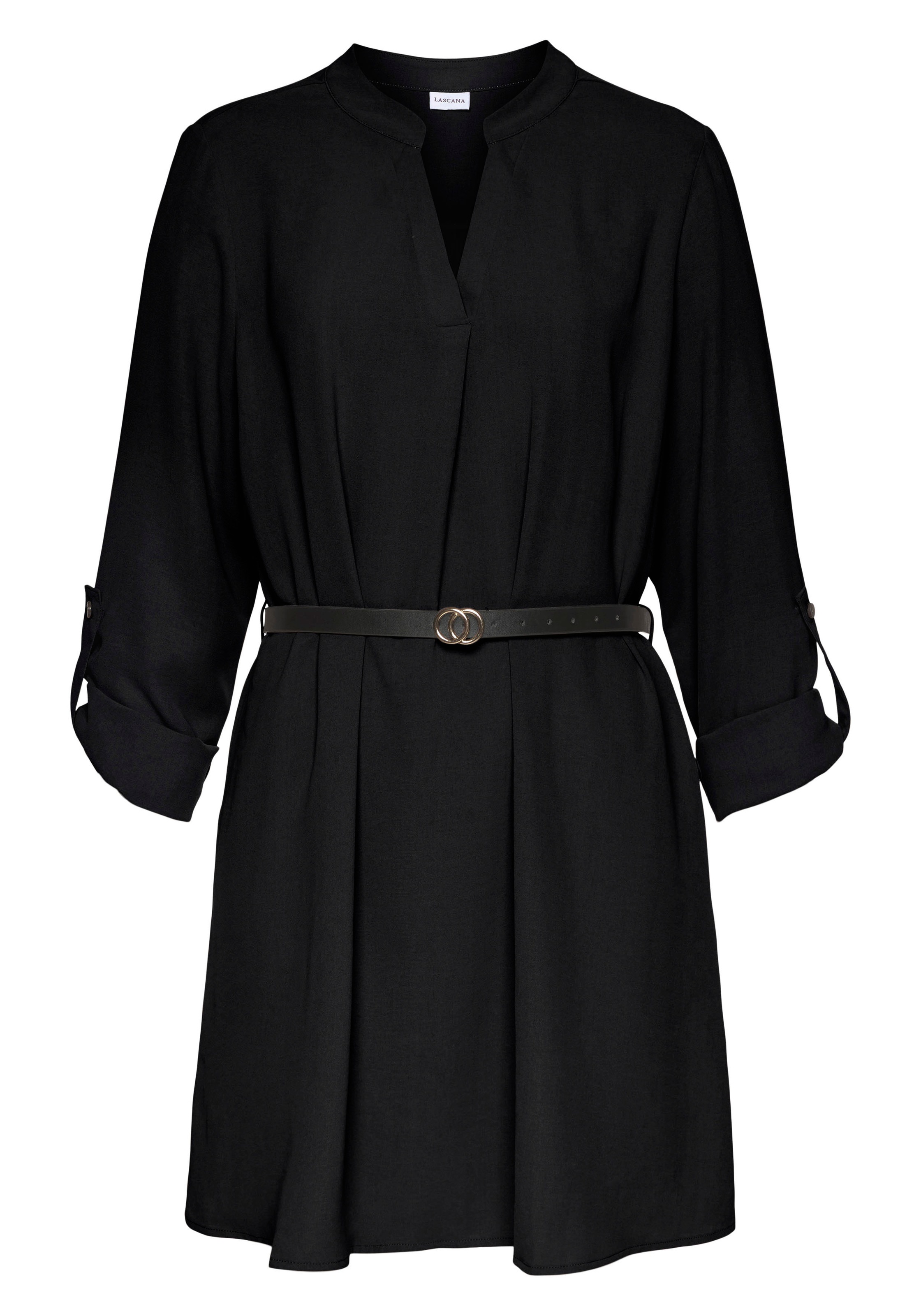 LASCANA mit Gürtel in Lederoptik, aus glatter Ware, lockeres Blusenkleid günstig online kaufen