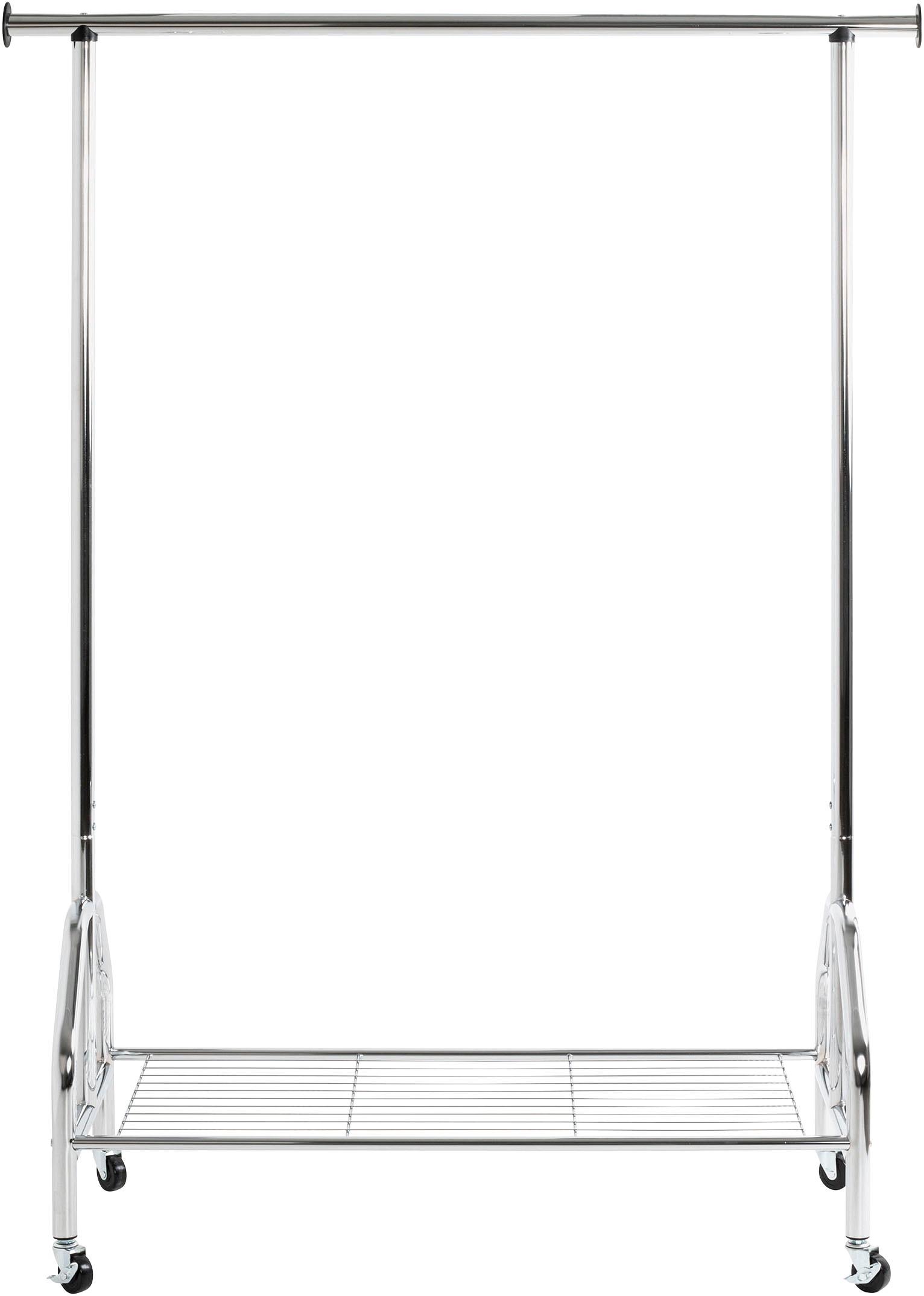 HAKU Garderobenständer "Garderobe, Garderobenständer, Kleiderständer auf Rollen, Kleiderwagen" rechteckig - aus Metall Silber - B/T/H 120/50/165 cm