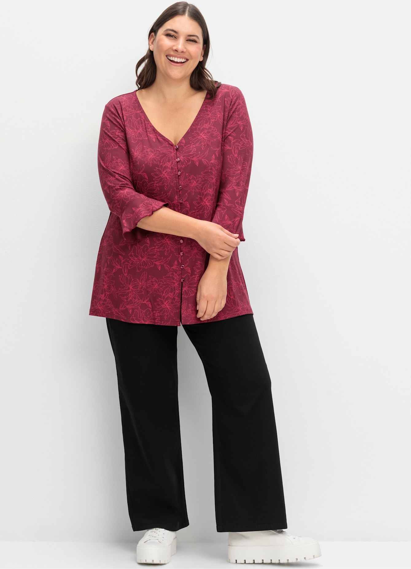 Sheego 3/4-Arm-Shirt "T-Shirt", (1 tlg.) günstig online kaufen