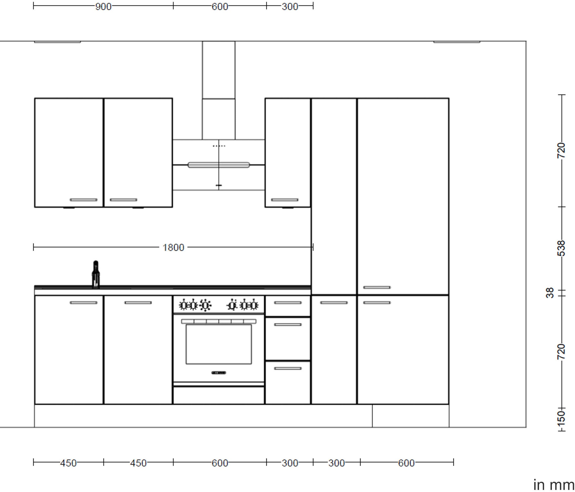 nobilia® Küchenzeile »"Riva II"«, vormontiert, Ausrichtung wählbar, Breite 270 cm, wahlw. mit E-Geräten