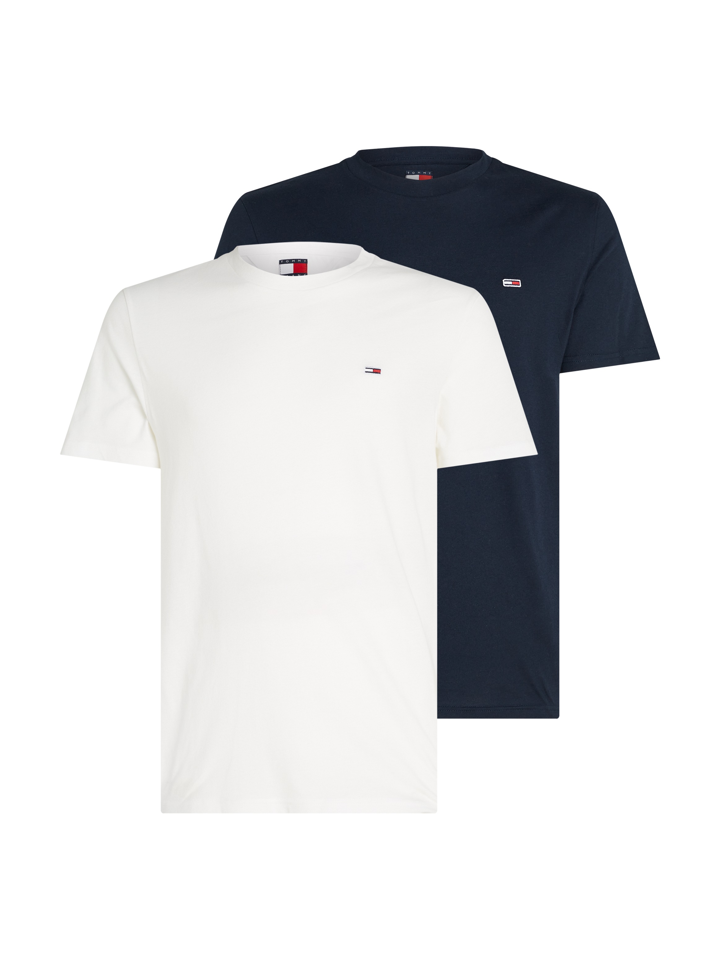 Tommy Jeans Plus Rundhalsshirt "TJM XSLIM 2PACK JERSEY TEE EXT", in Großen Größen, Logostickerei